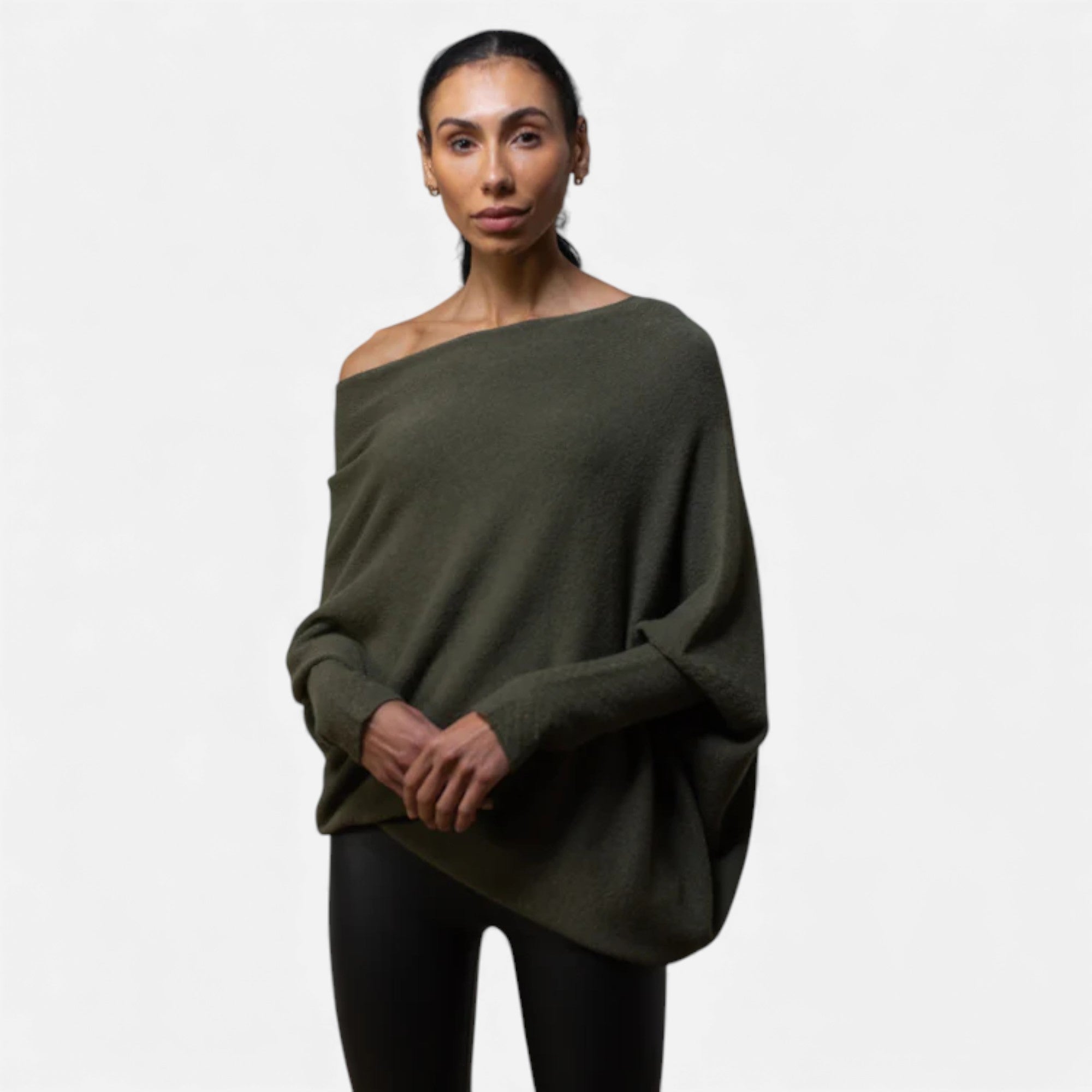 Lunéaya | Women’s Asymmetric Knit Jumper – Draped Heritage Softness