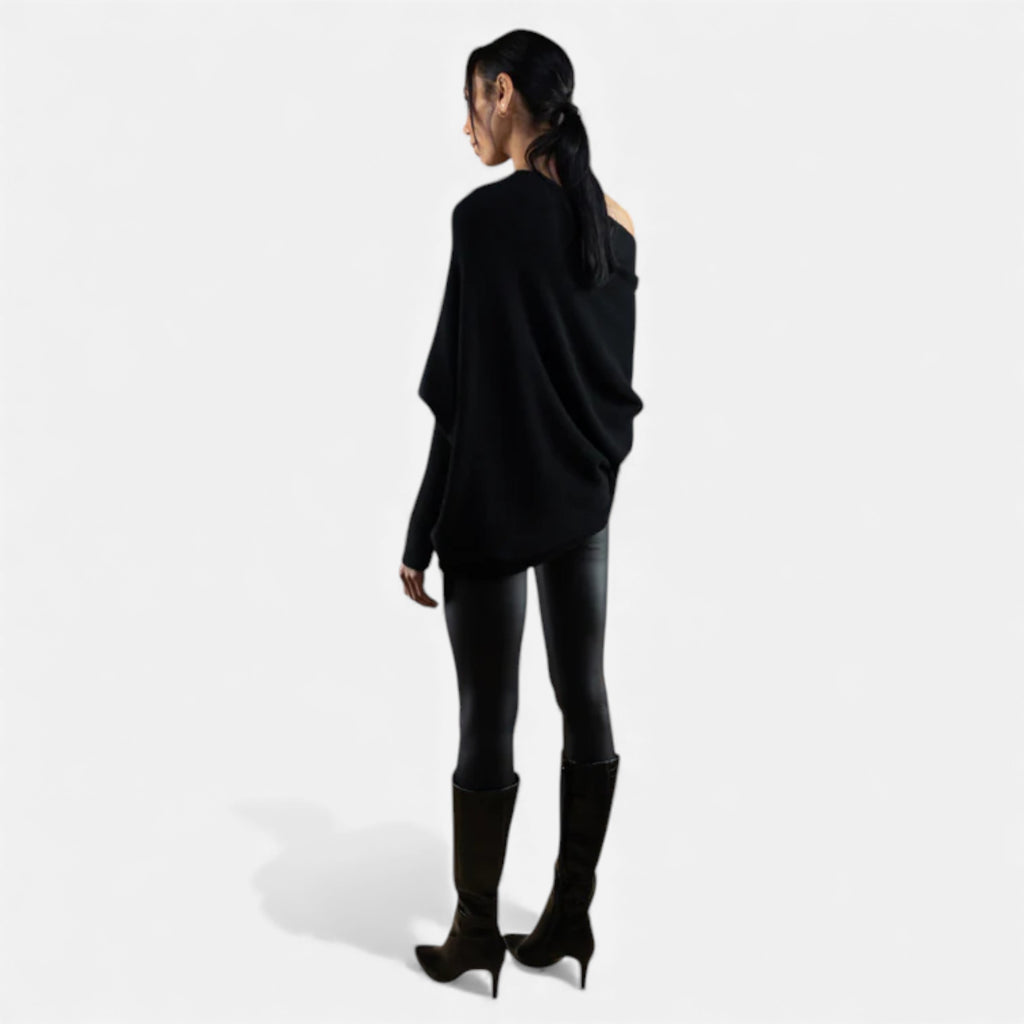 Lunéaya | Women’s Asymmetric Knit Jumper – Draped Heritage Softness