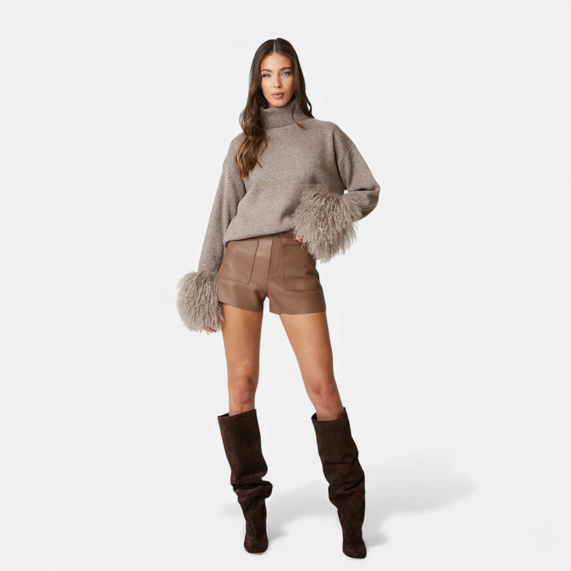 Lunéaya | Women’s Jumper with Mongolian Lamb Cuff