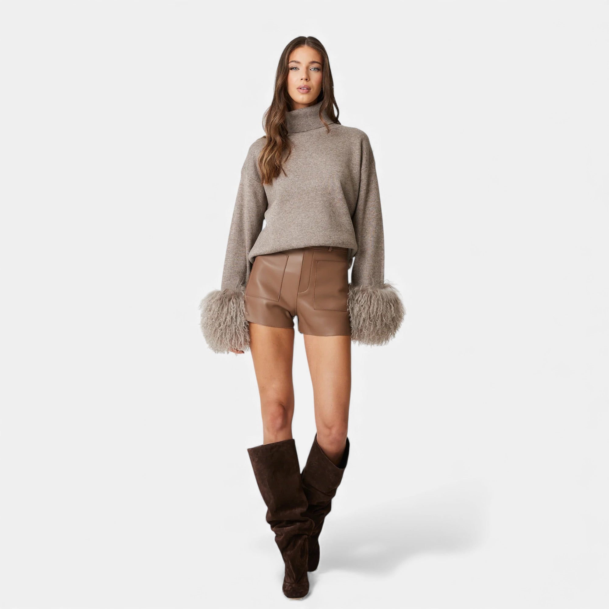 Lunéaya | Women’s Jumper with Mongolian Lamb Cuff