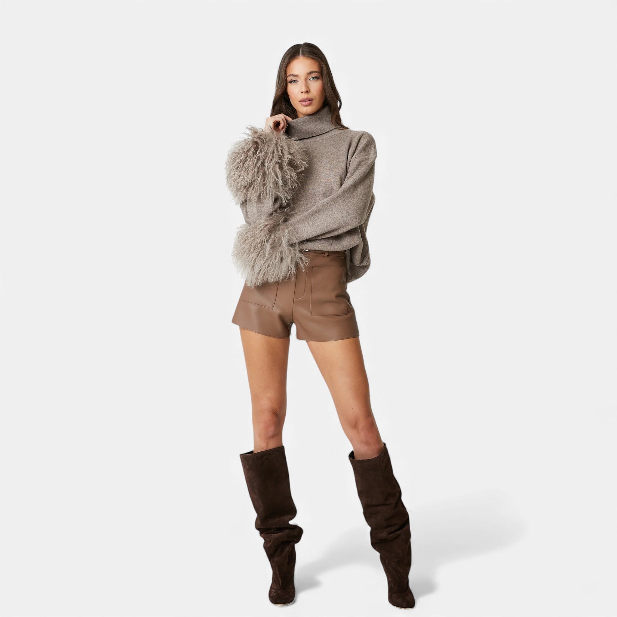 Lunéaya | Women’s Jumper with Mongolian Lamb Cuff