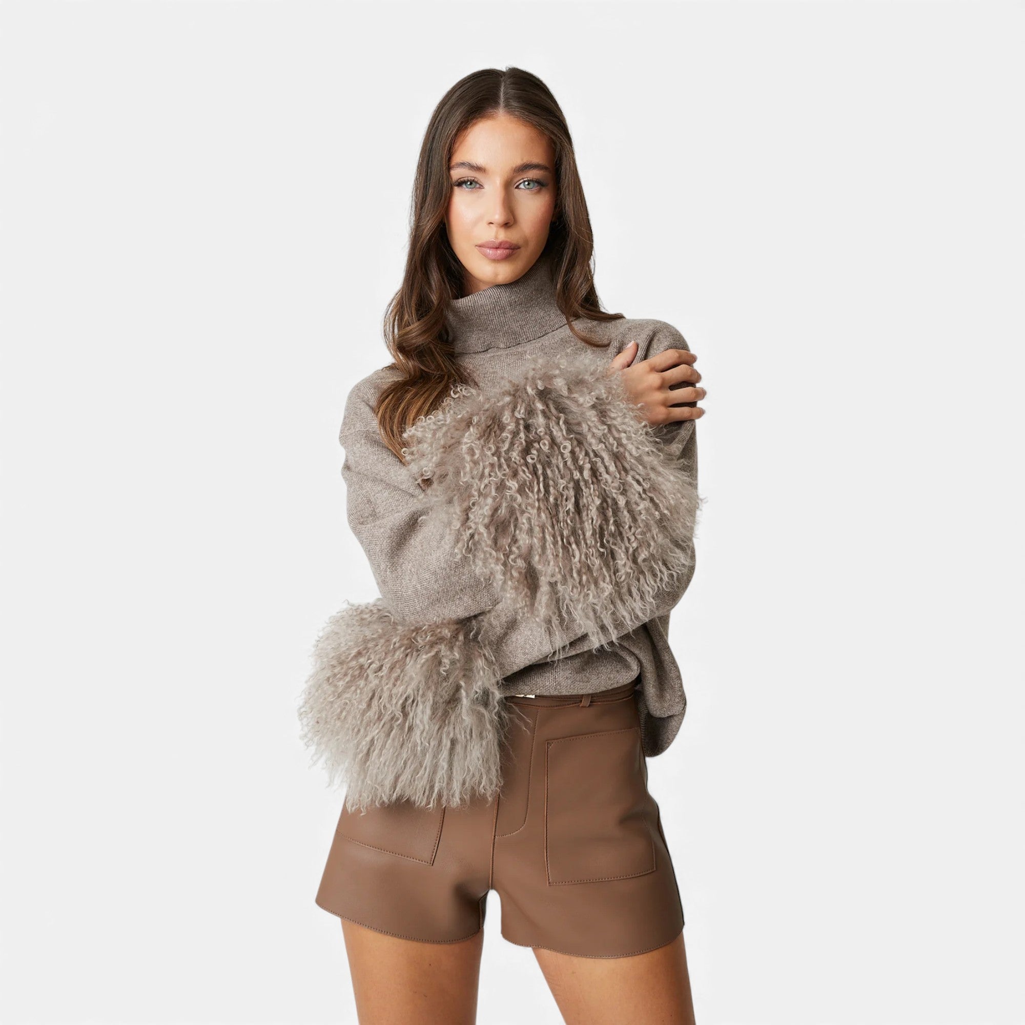 Lunéaya | Women’s Jumper with Mongolian Lamb Cuff