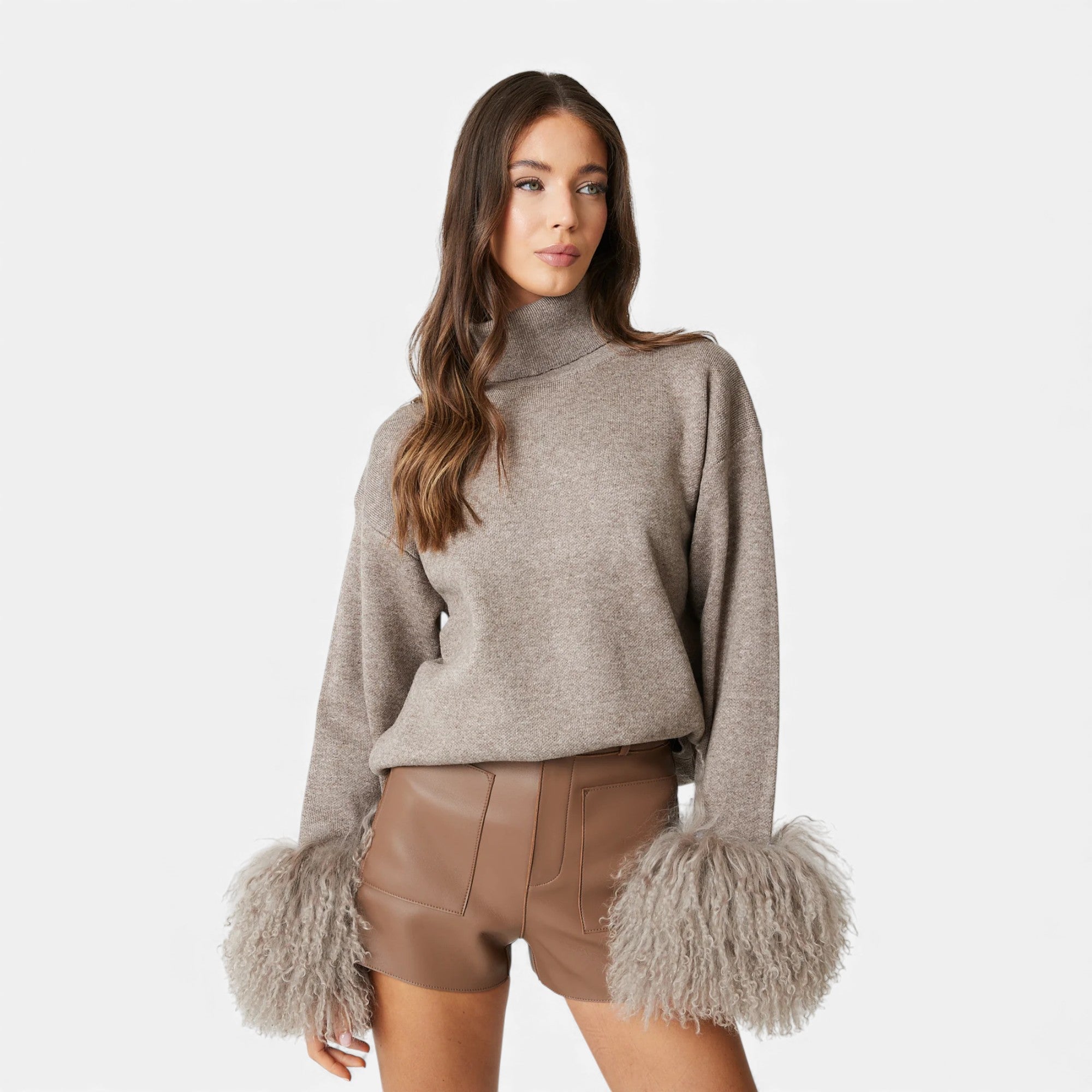 Lunéaya | Women’s Jumper with Mongolian Lamb Cuff