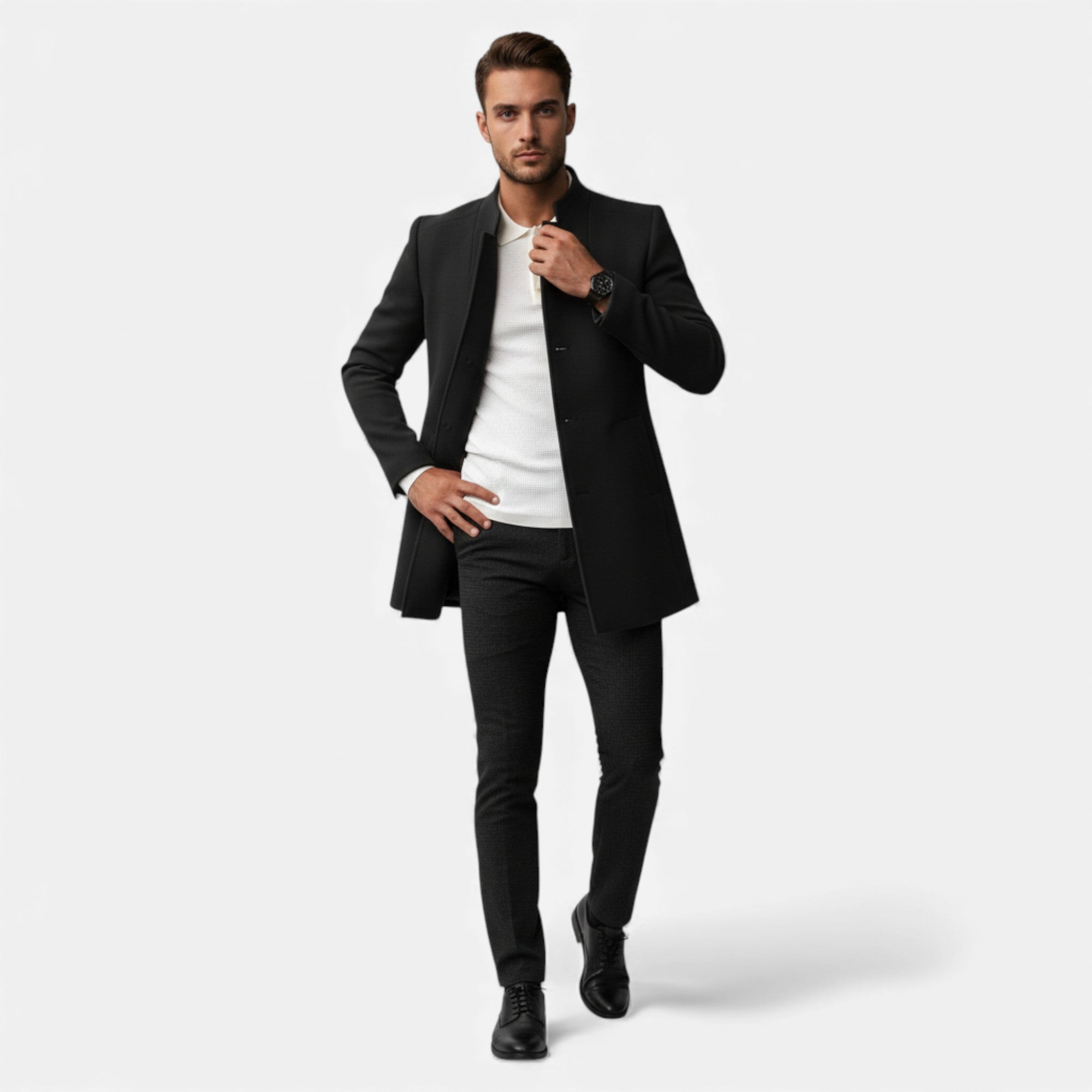 Lunéaya | Men’s Tailored Overcoat – Heritage Single‑Breast