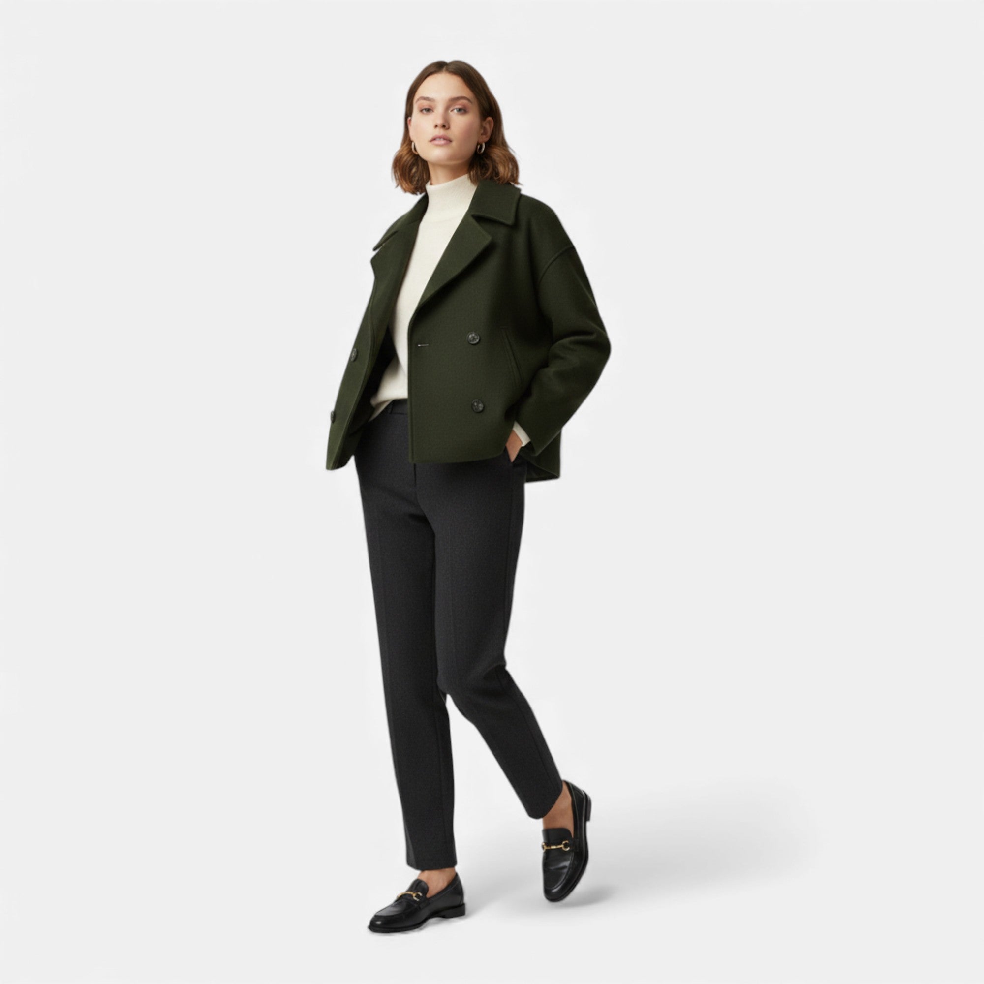 Lunéaya | Women’s Double-Breasted Wool Coat (Heritage Tailored)