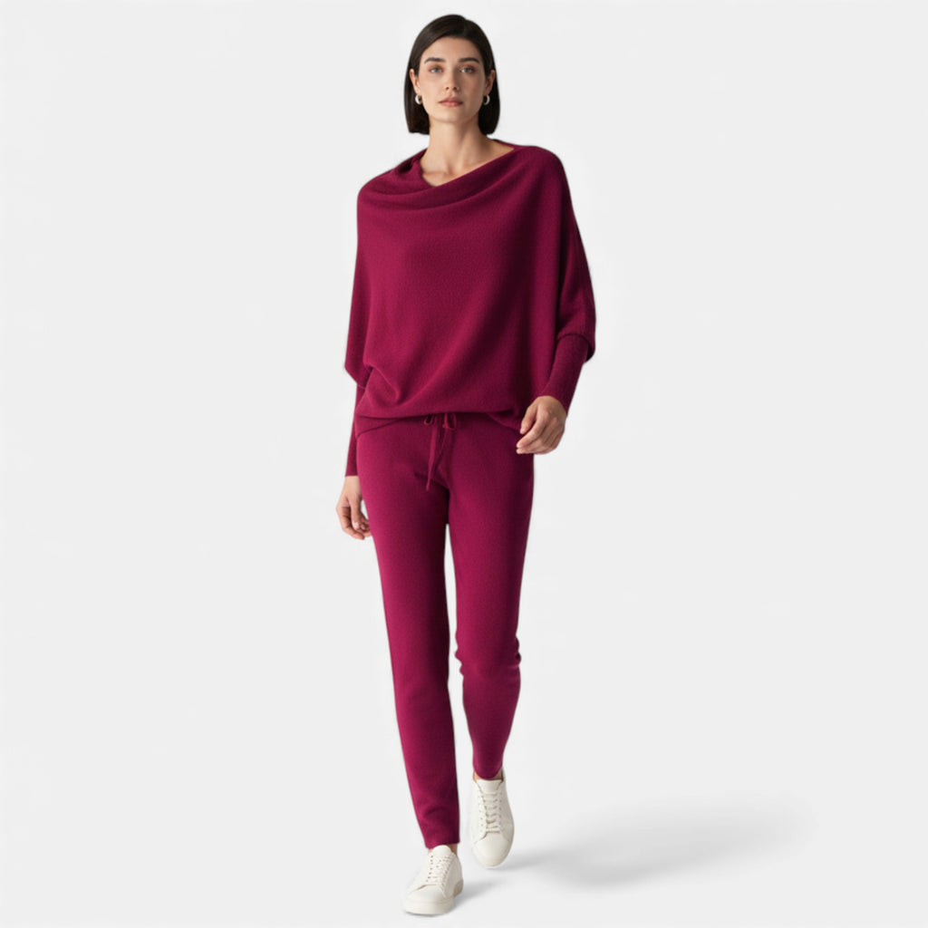 Lunéaya | Women’s Asymmetric Knit Jumper – Draped Heritage Softness