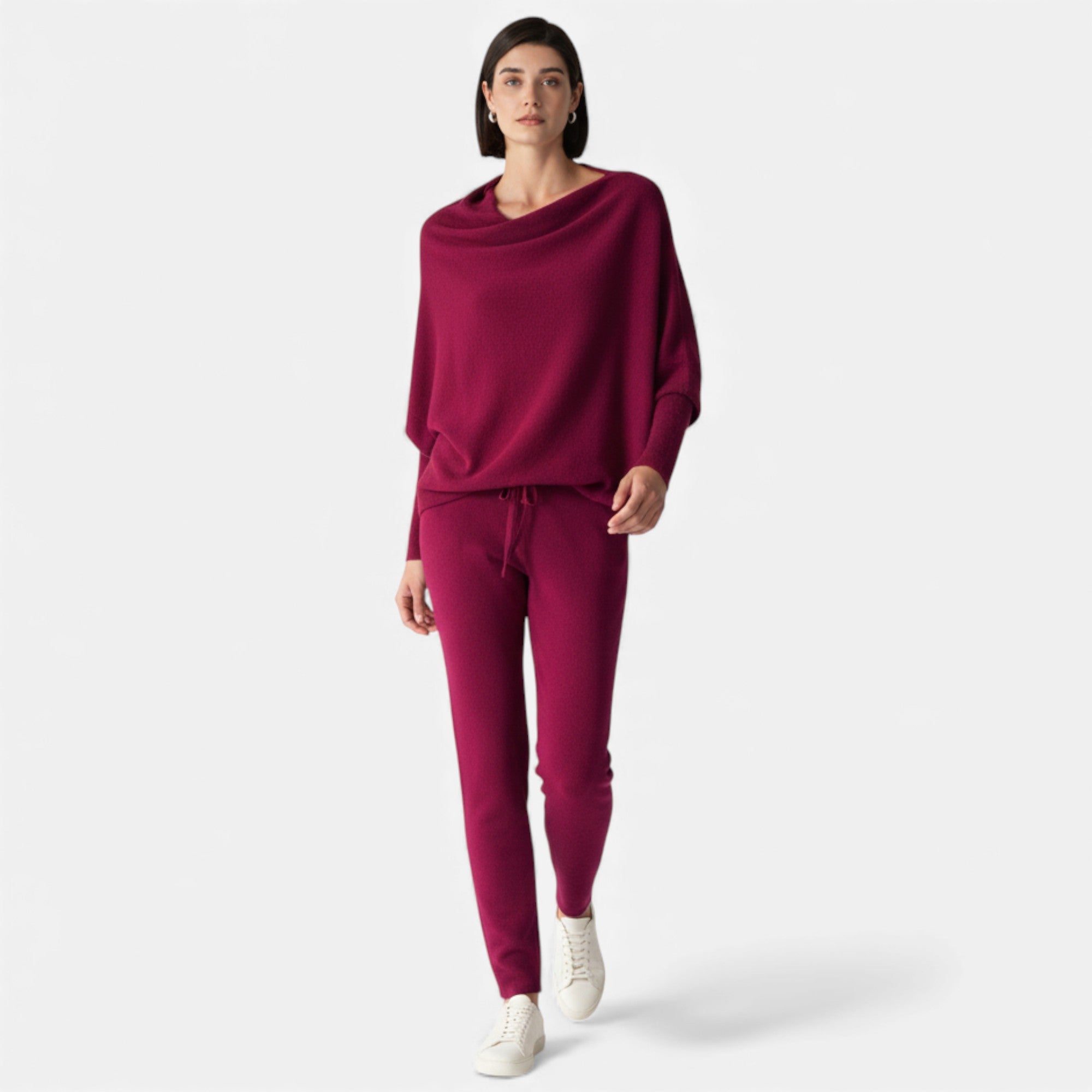 Lunéaya | Women’s Asymmetric Knit Jumper – Draped Heritage Softness
