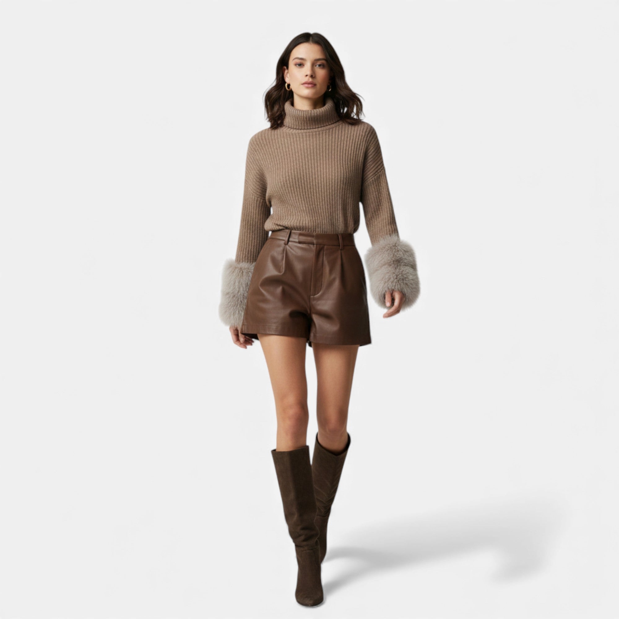 Lunéaya | Women’s Jumper with Mongolian Lamb Cuff