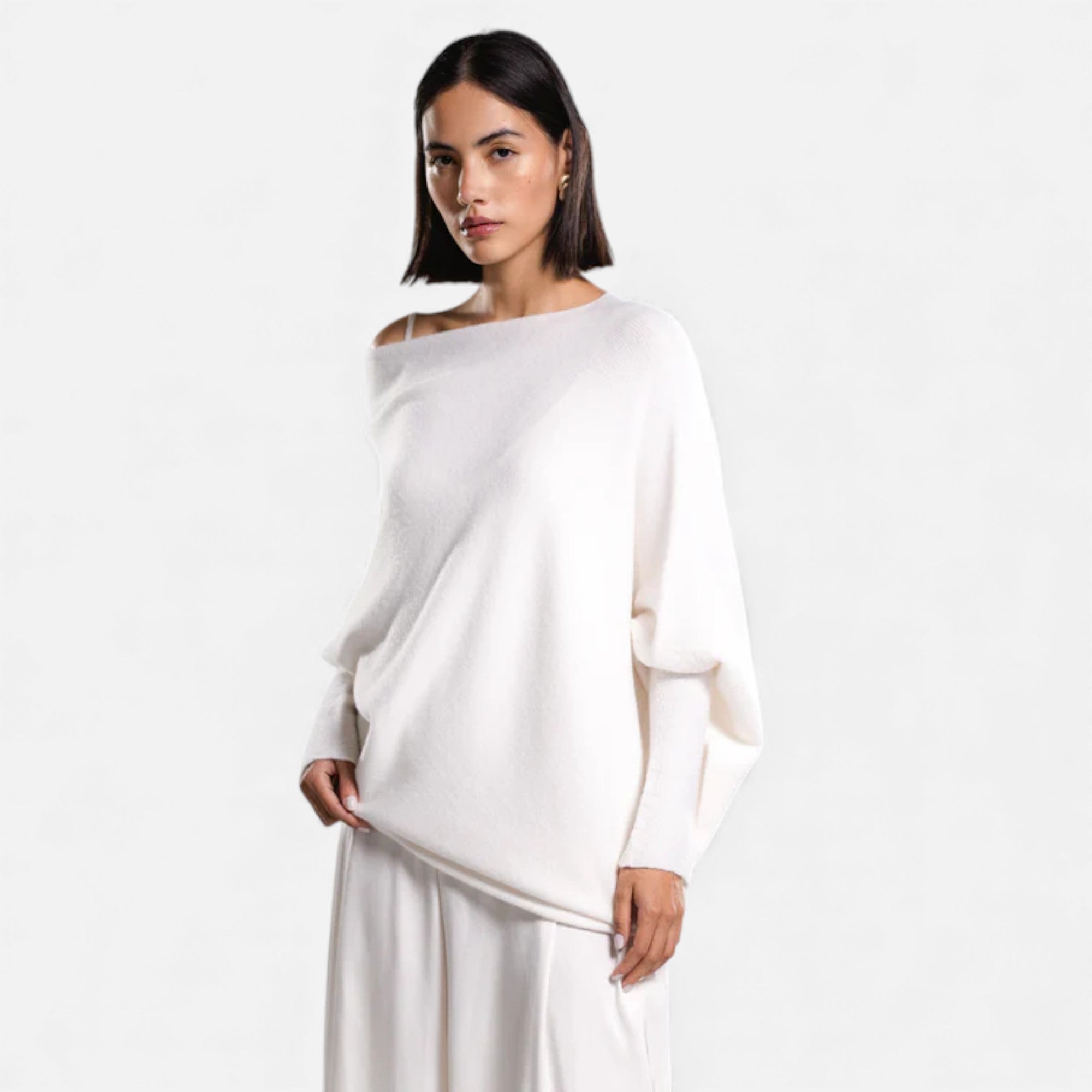 Lunéaya | Women’s Asymmetric Knit Jumper – Draped Heritage Softness