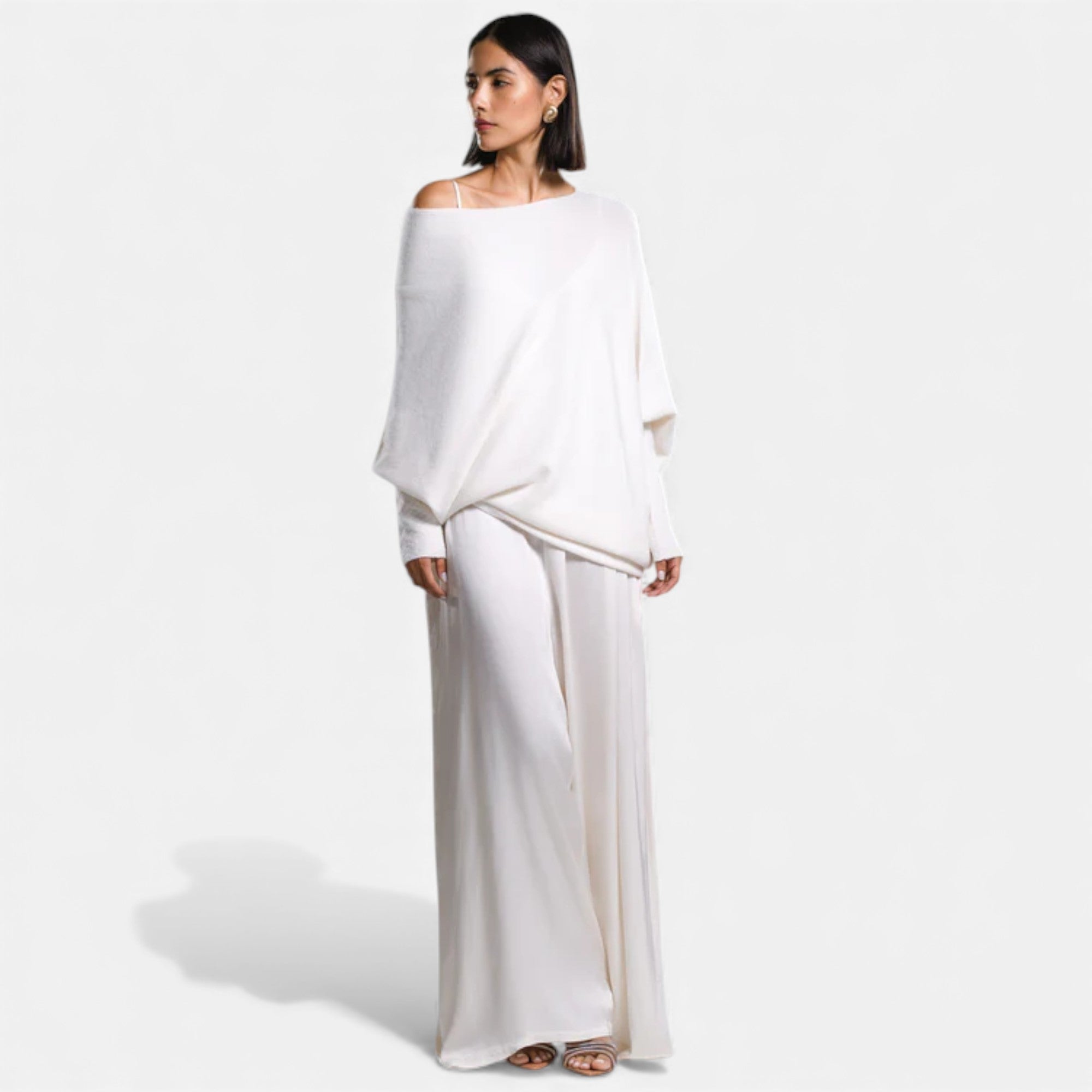 Lunéaya | Women’s Asymmetric Knit Jumper – Draped Heritage Softness
