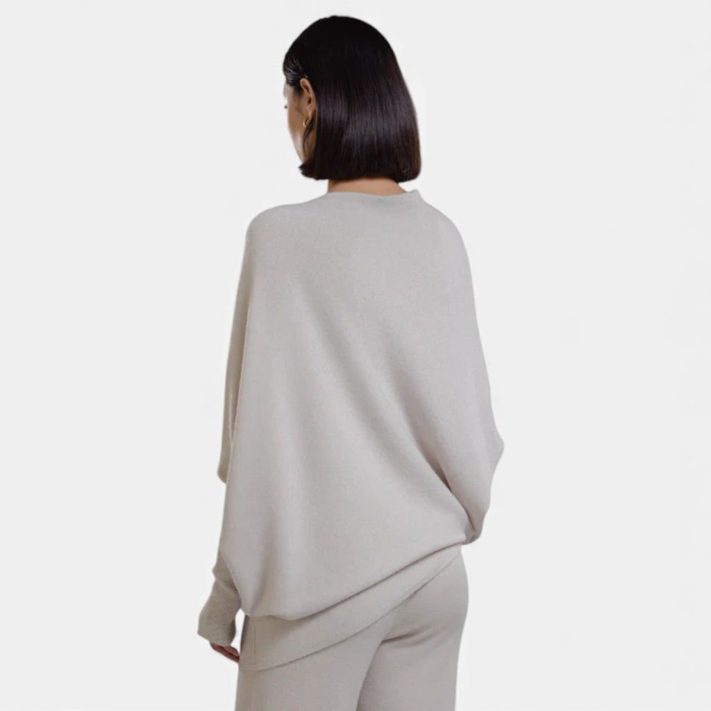 Lunéaya | Women’s Asymmetric Knit Jumper – Draped Heritage Softness