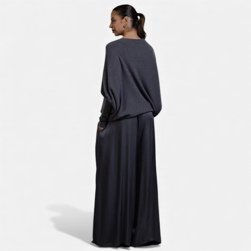 Lunéaya | Women’s Asymmetric Knit Jumper – Draped Heritage Softness