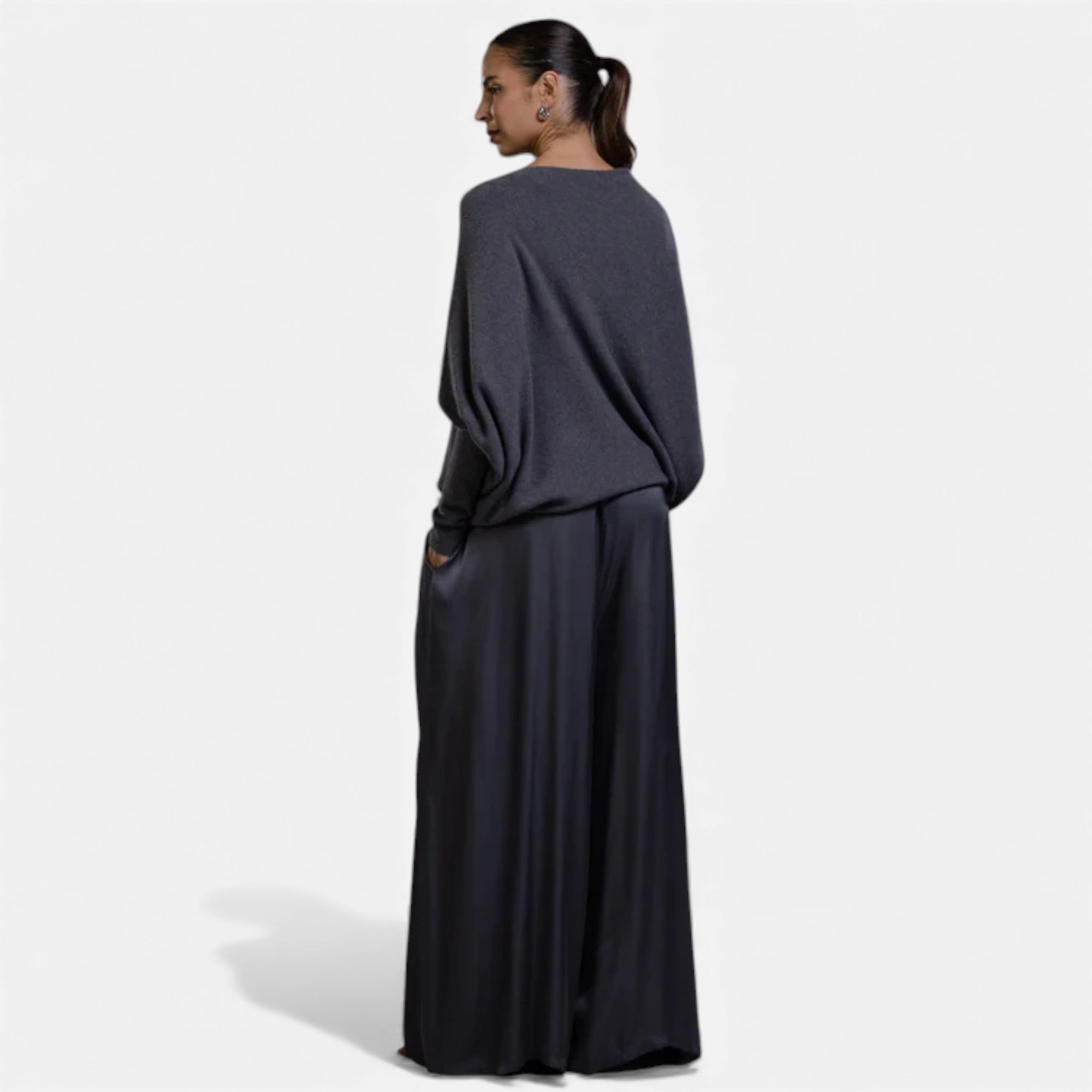 Lunéaya | Women’s Asymmetric Knit Jumper – Draped Heritage Softness