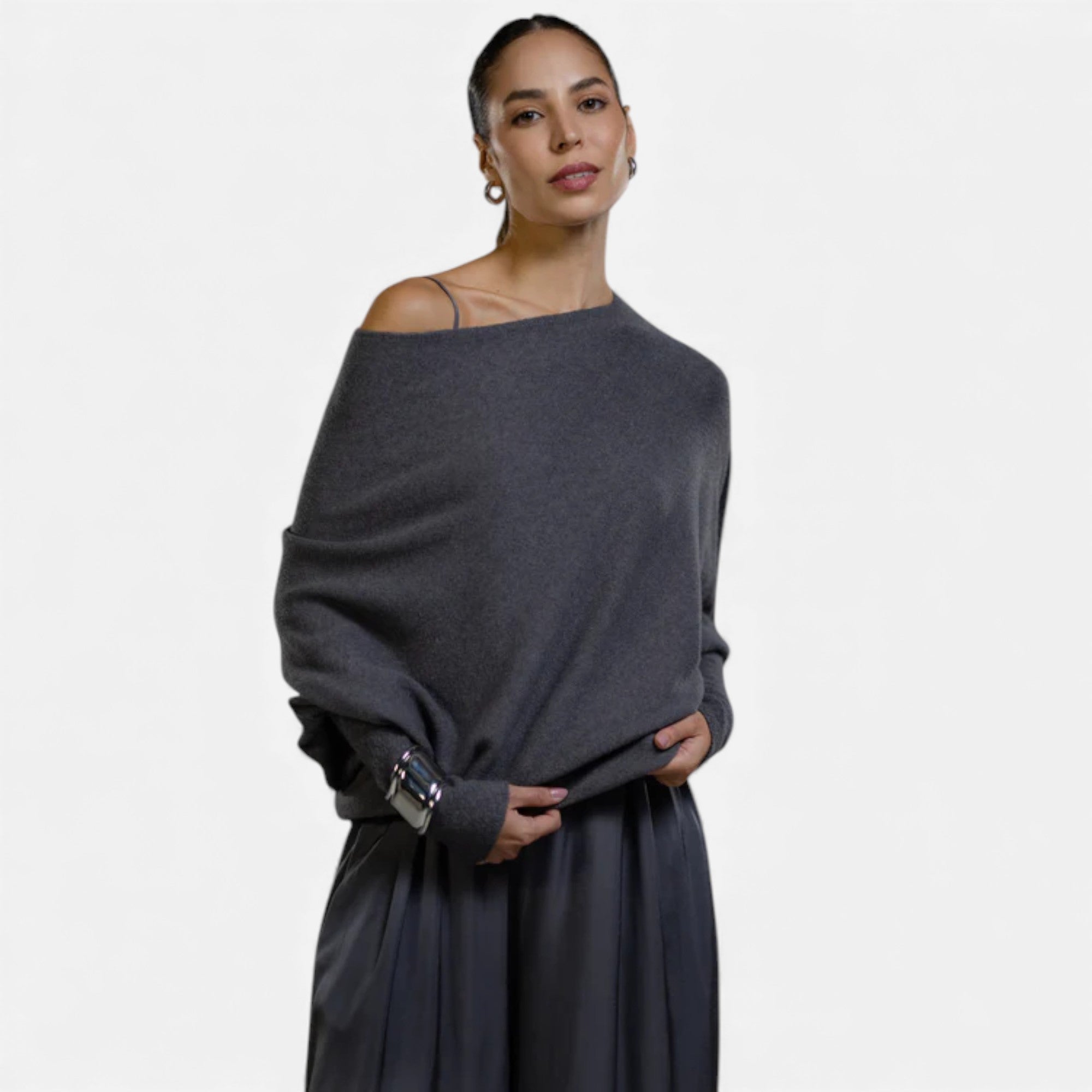 Lunéaya | Women’s Asymmetric Knit Jumper – Draped Heritage Softness