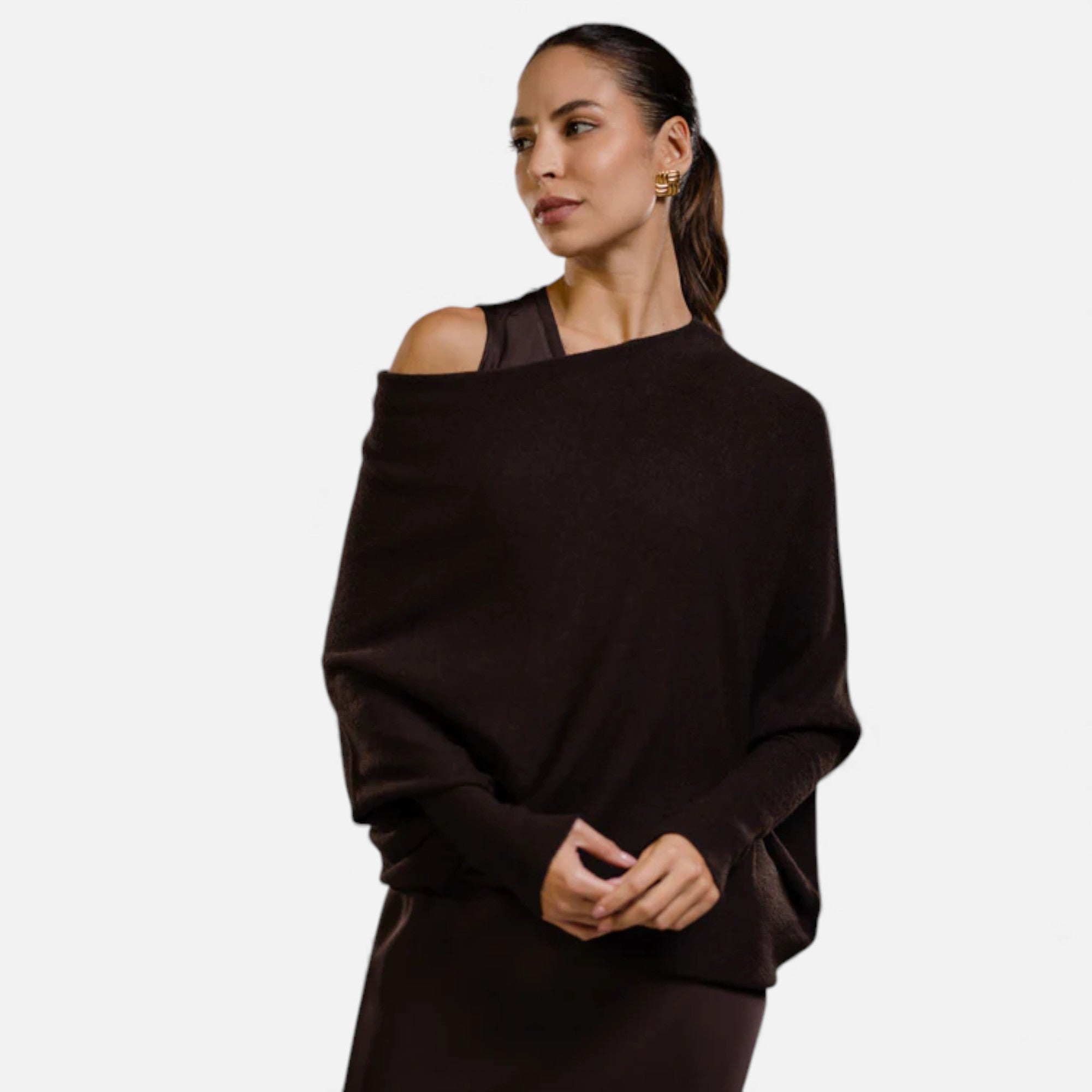 Lunéaya | Women’s Asymmetric Knit Jumper – Draped Heritage Softness