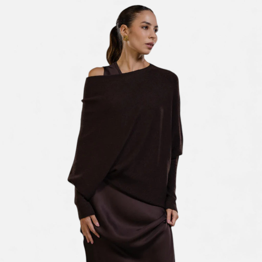 Lunéaya | Women’s Asymmetric Knit Jumper – Draped Heritage Softness