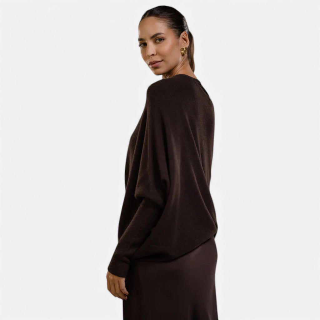 Lunéaya | Women’s Asymmetric Knit Jumper – Draped Heritage Softness