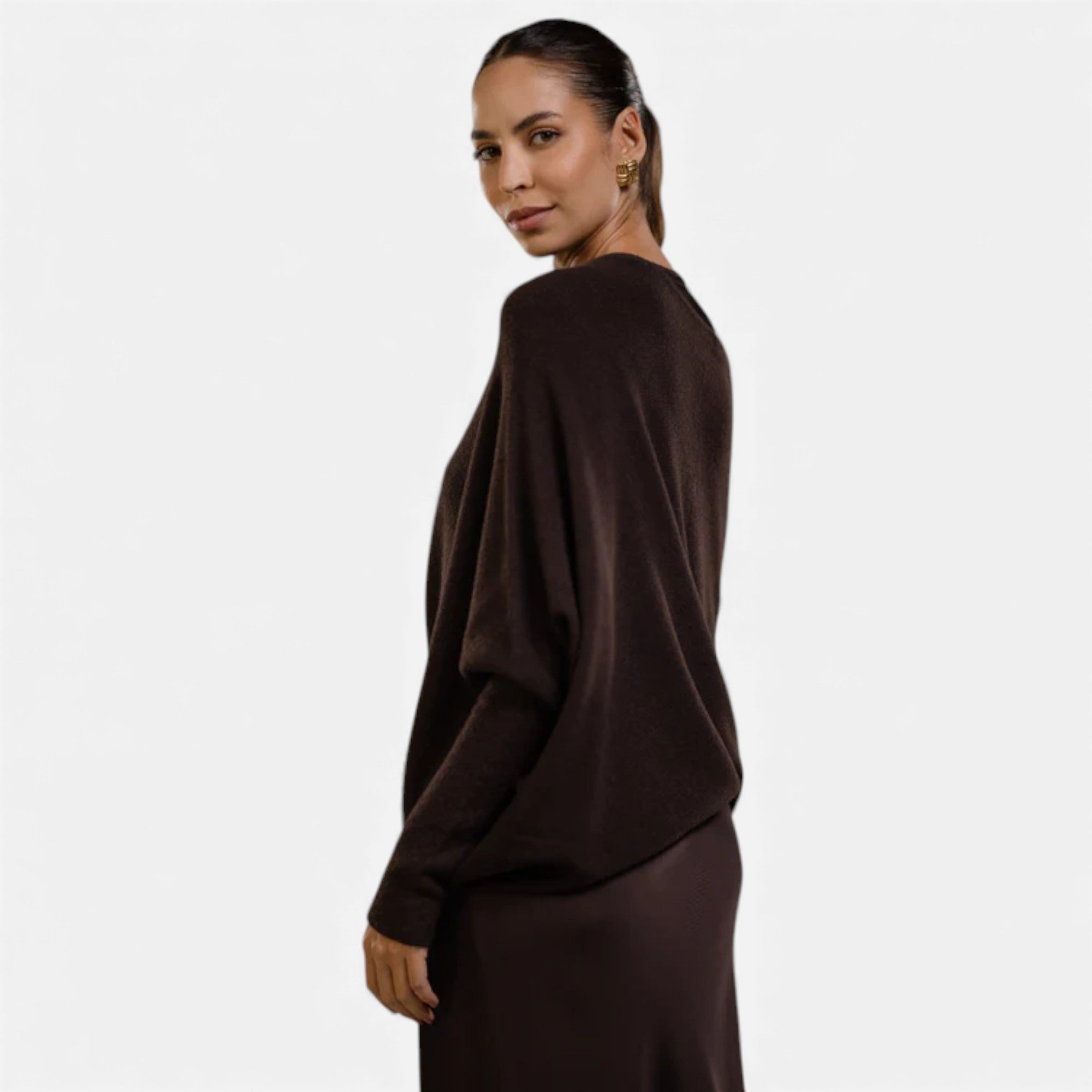 Lunéaya | Women’s Asymmetric Knit Jumper – Draped Heritage Softness