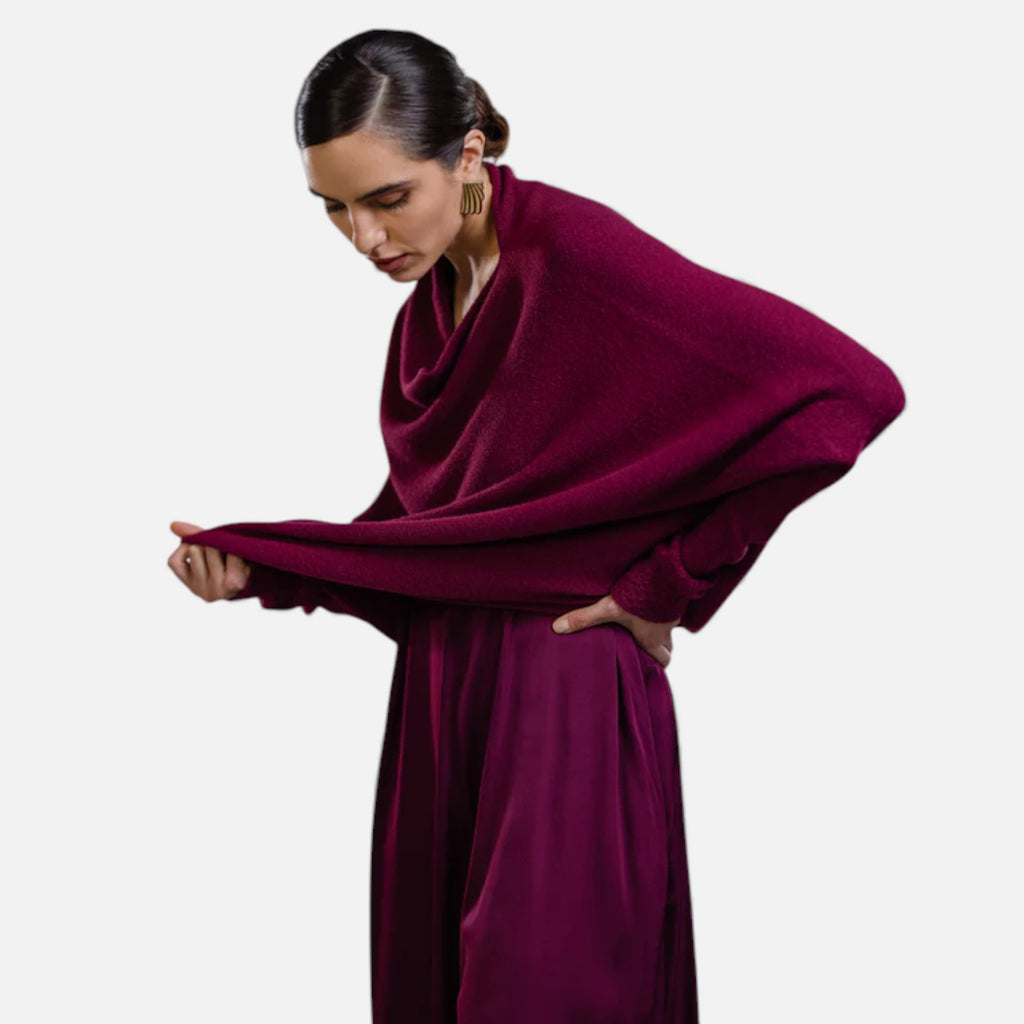 Lunéaya | Women’s Asymmetric Knit Jumper – Draped Heritage Softness