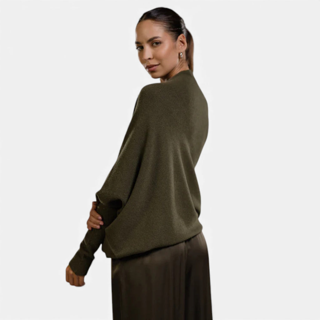 Lunéaya | Women’s Asymmetric Knit Jumper – Draped Heritage Softness
