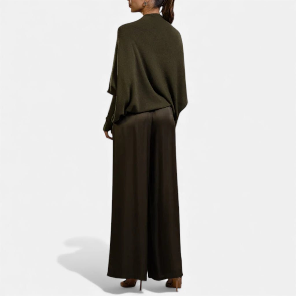 Lunéaya | Women’s Asymmetric Knit Jumper – Draped Heritage Softness