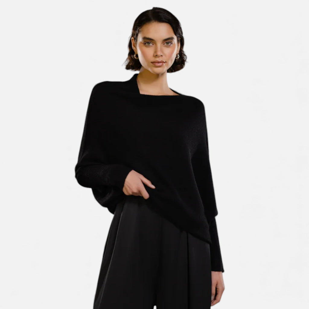 Lunéaya | Women’s Asymmetric Knit Jumper – Draped Heritage Softness