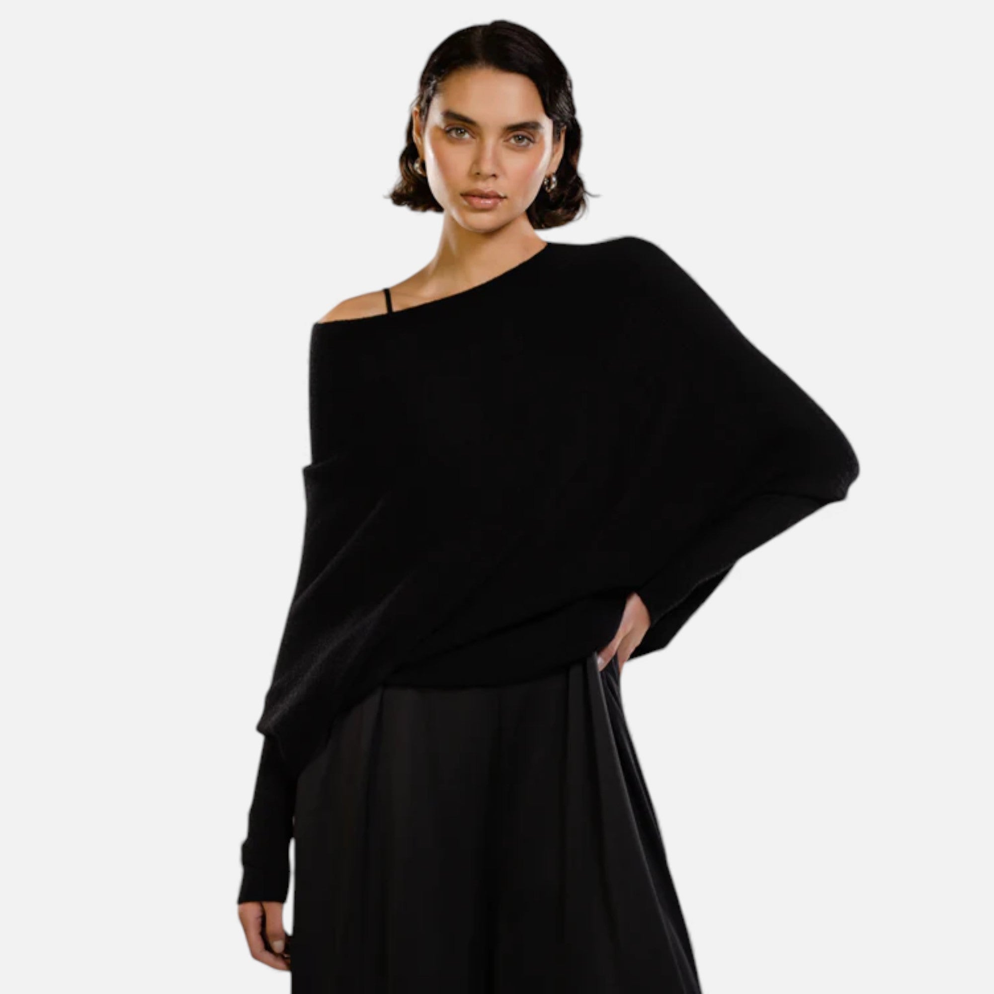 Lunéaya | Women’s Asymmetric Knit Jumper – Draped Heritage Softness