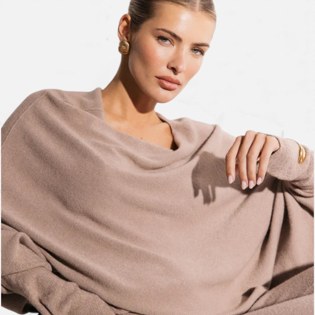 Lunéaya | Women’s Asymmetric Knit Jumper – Draped Heritage Softness