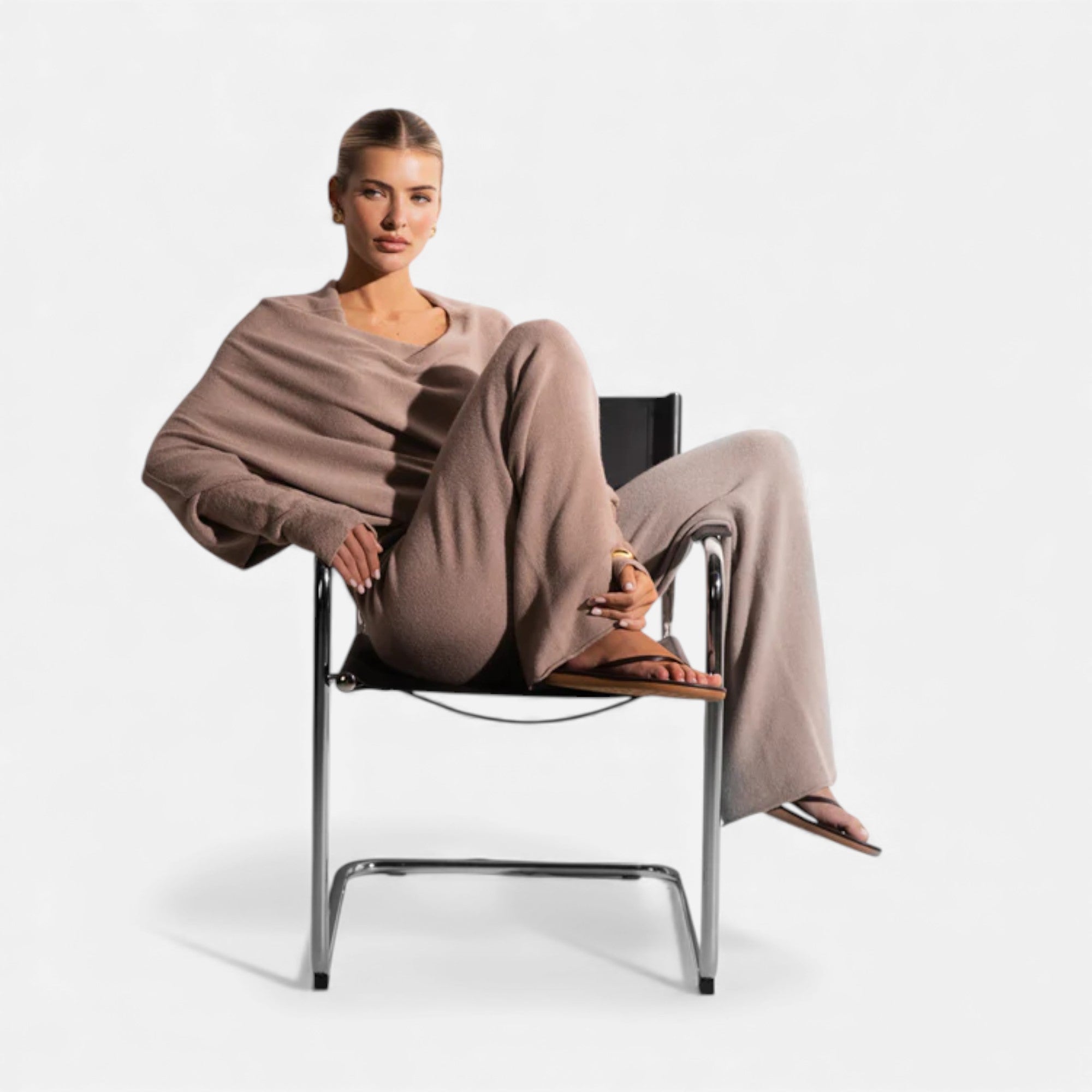Lunéaya | Women’s Asymmetric Knit Jumper – Draped Heritage Softness