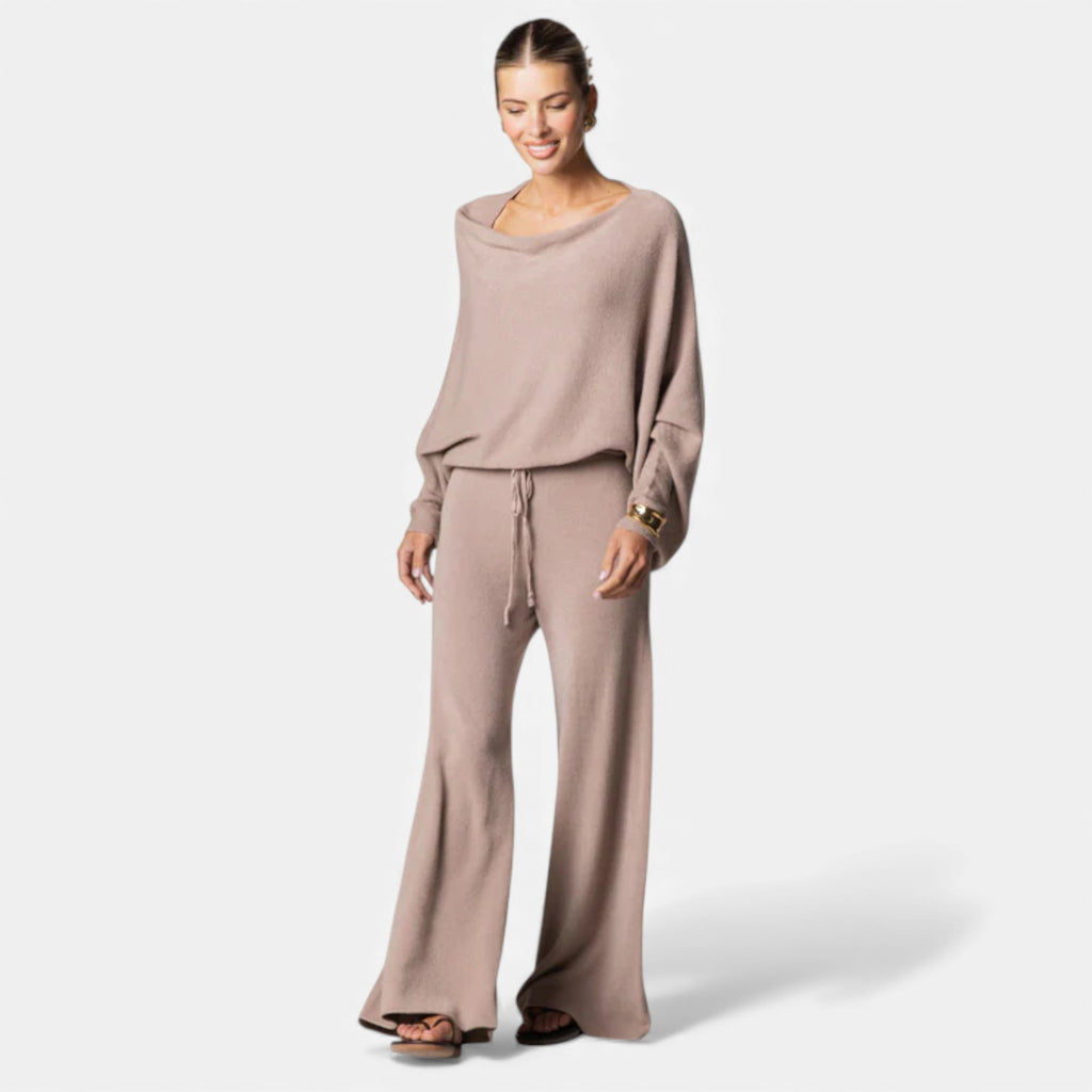 Lunéaya | Women’s Asymmetric Knit Jumper – Draped Heritage Softness