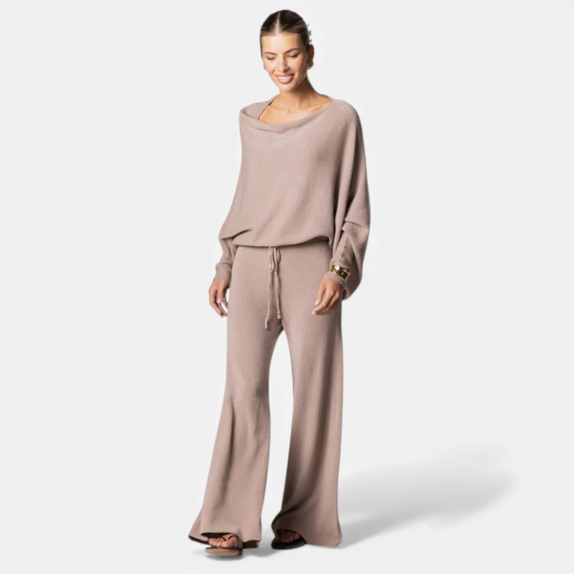 Lunéaya | Women’s Asymmetric Knit Jumper – Draped Heritage Softness