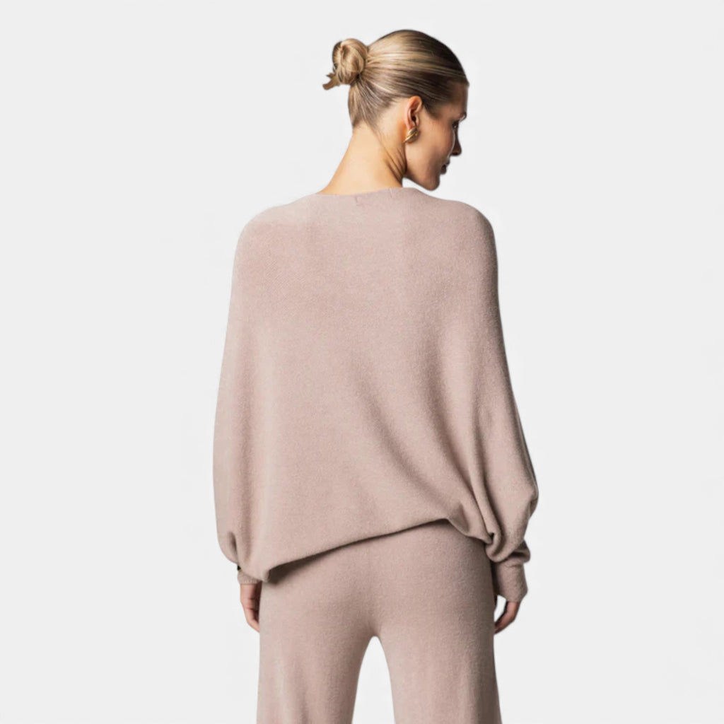 Lunéaya | Women’s Asymmetric Knit Jumper – Draped Heritage Softness