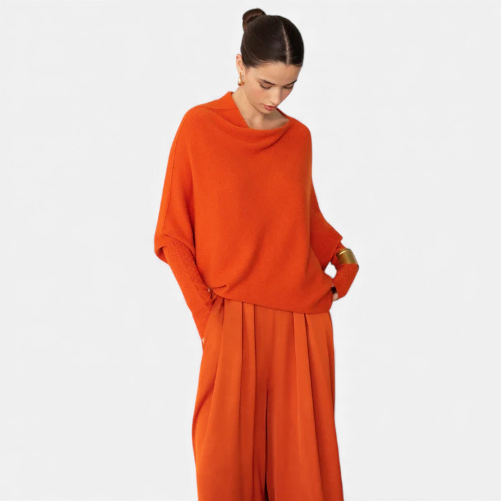 Lunéaya | Women’s Asymmetric Knit Jumper – Draped Heritage Softness