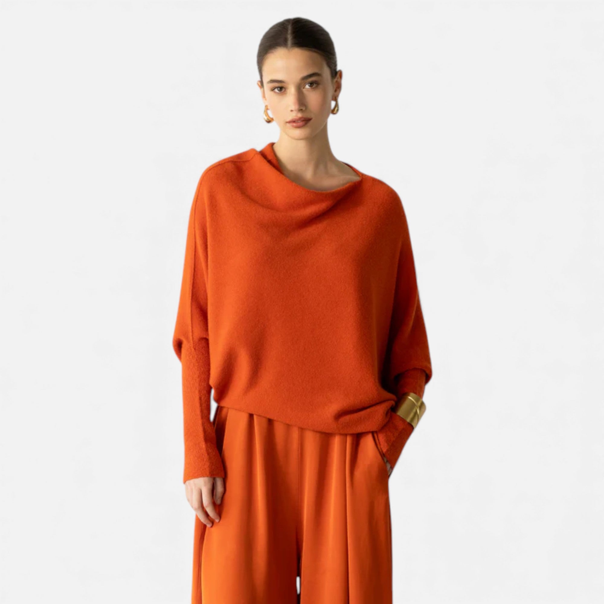 Lunéaya | Women’s Asymmetric Knit Jumper – Draped Heritage Softness
