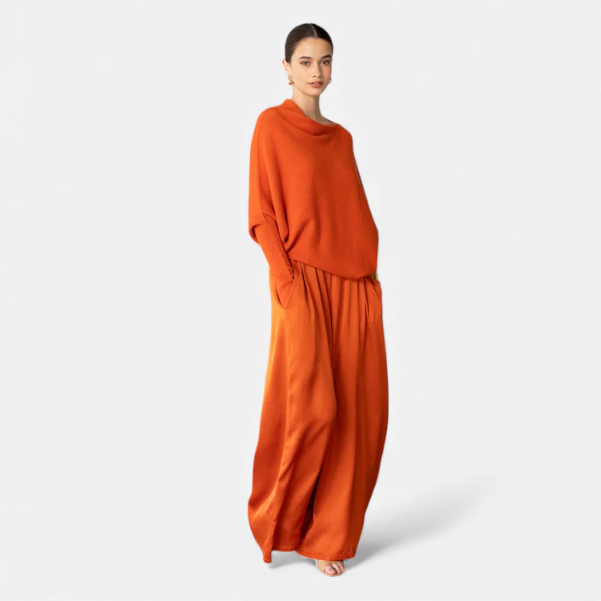 Lunéaya | Women’s Asymmetric Knit Jumper – Draped Heritage Softness
