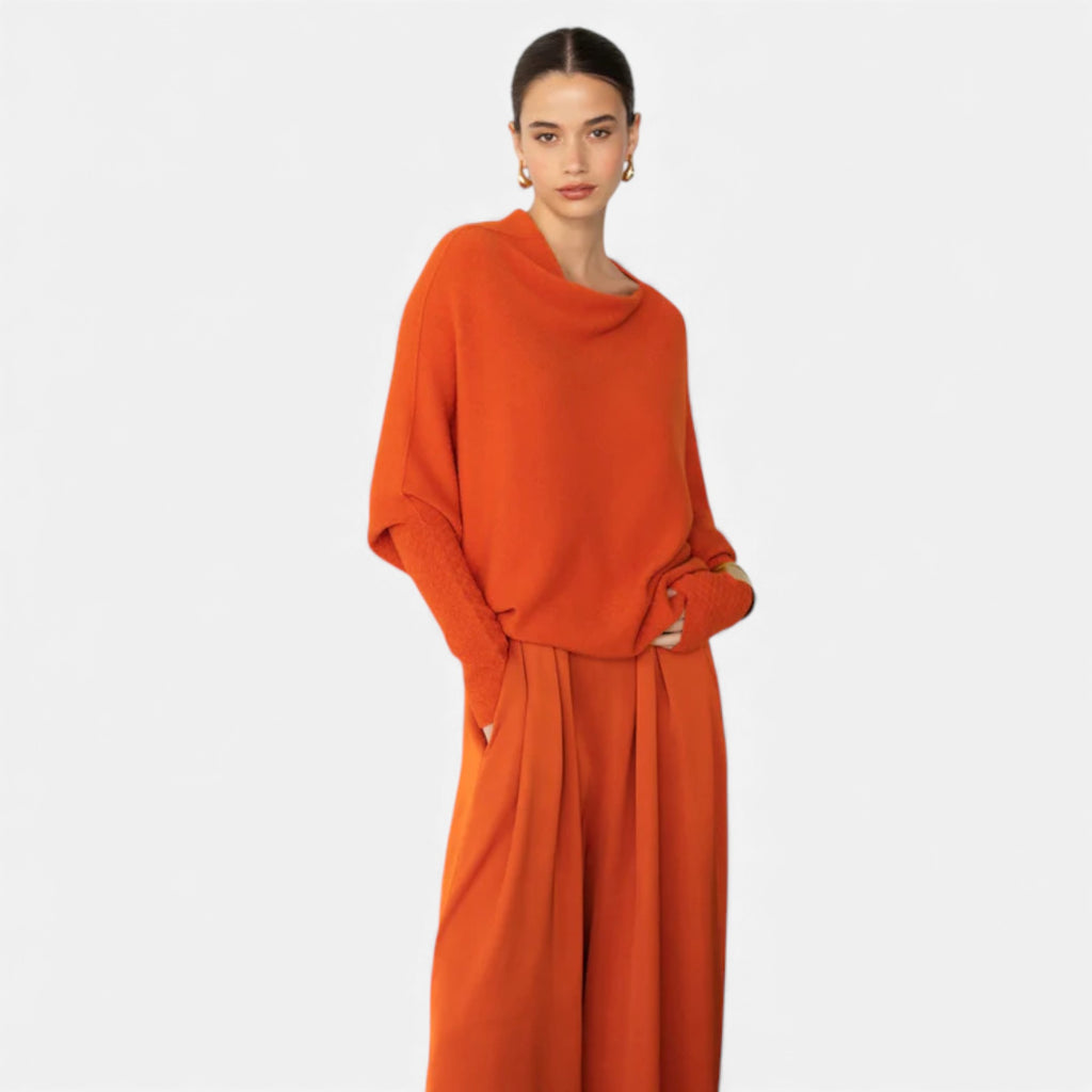 Lunéaya | Women’s Asymmetric Knit Jumper – Draped Heritage Softness