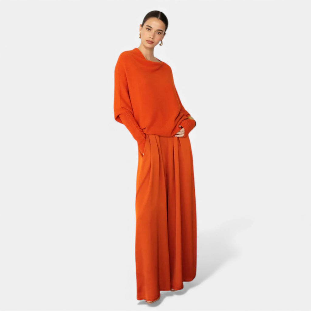 Lunéaya | Women’s Asymmetric Knit Jumper – Draped Heritage Softness