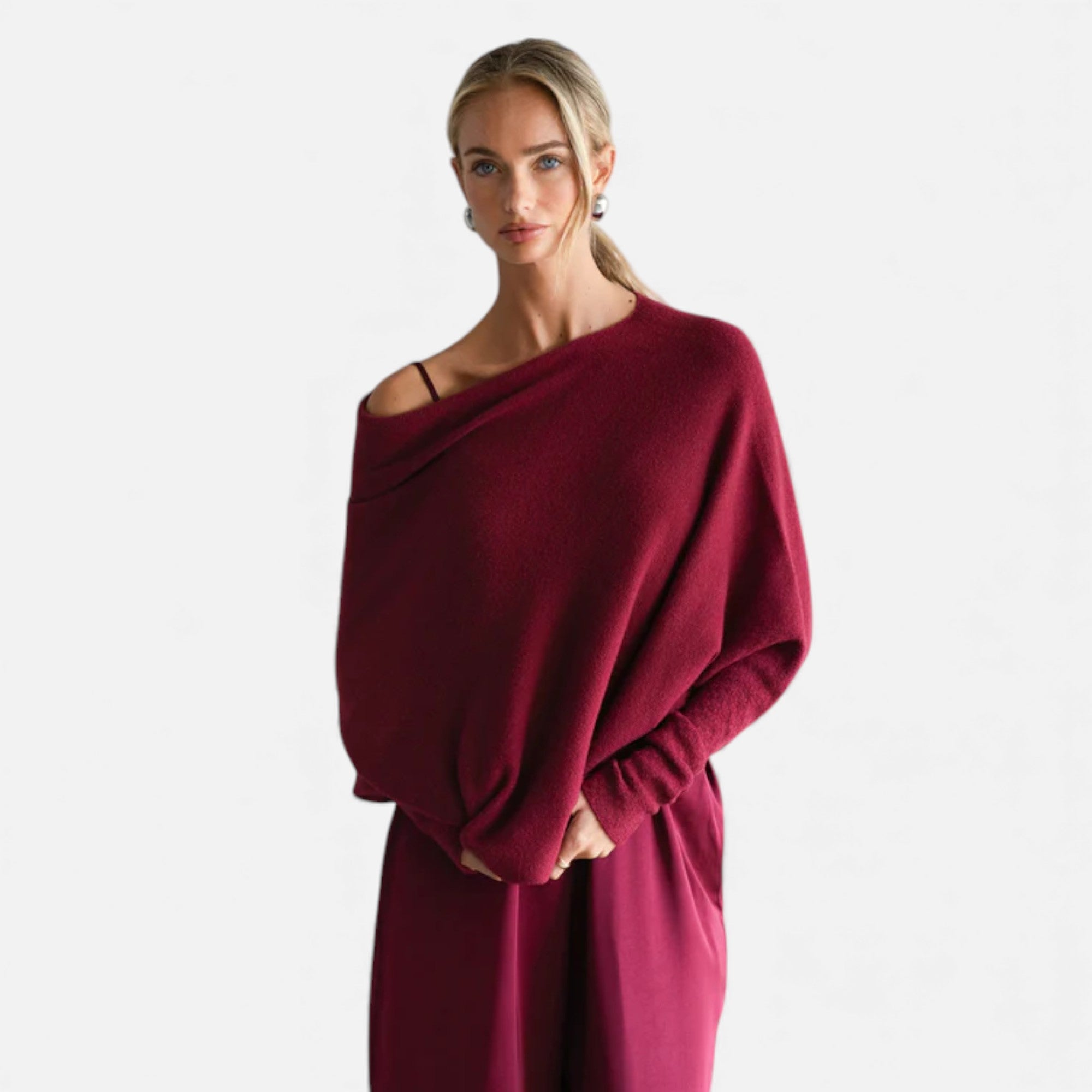 Lunéaya | Women’s Asymmetric Knit Jumper – Draped Heritage Softness