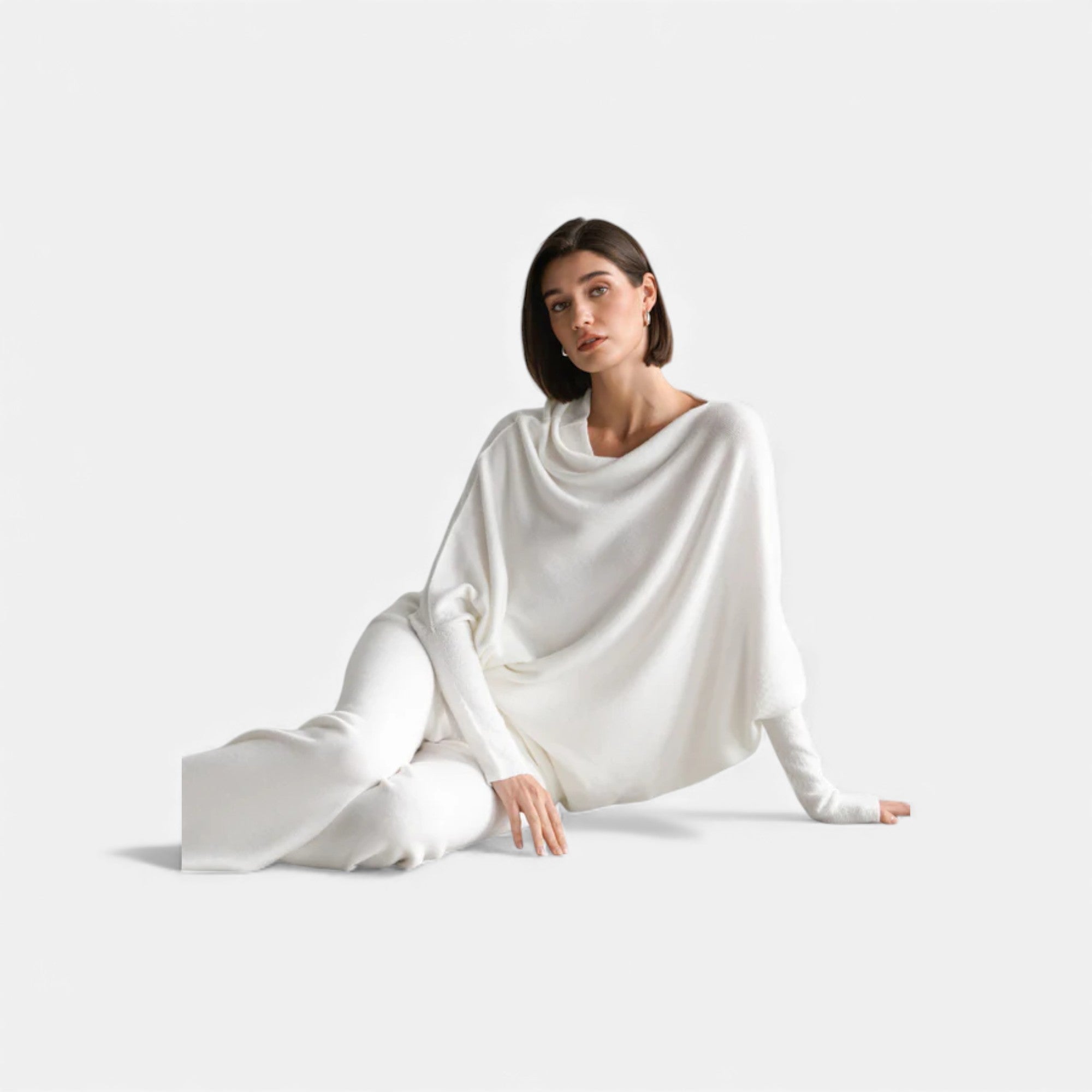 Lunéaya | Women’s Asymmetric Knit Jumper – Draped Heritage Softness
