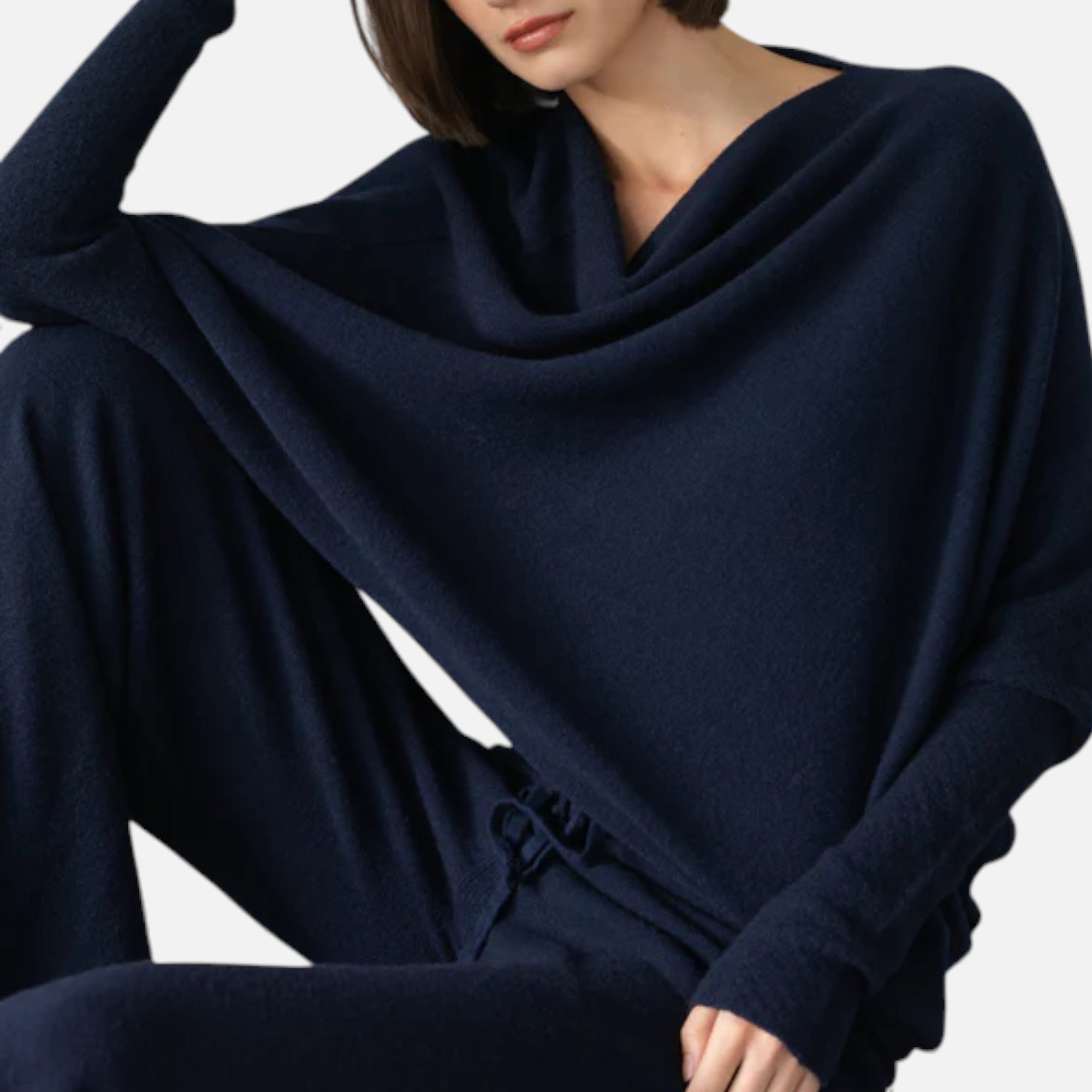 Lunéaya | Women’s Asymmetric Knit Jumper – Draped Heritage Softness