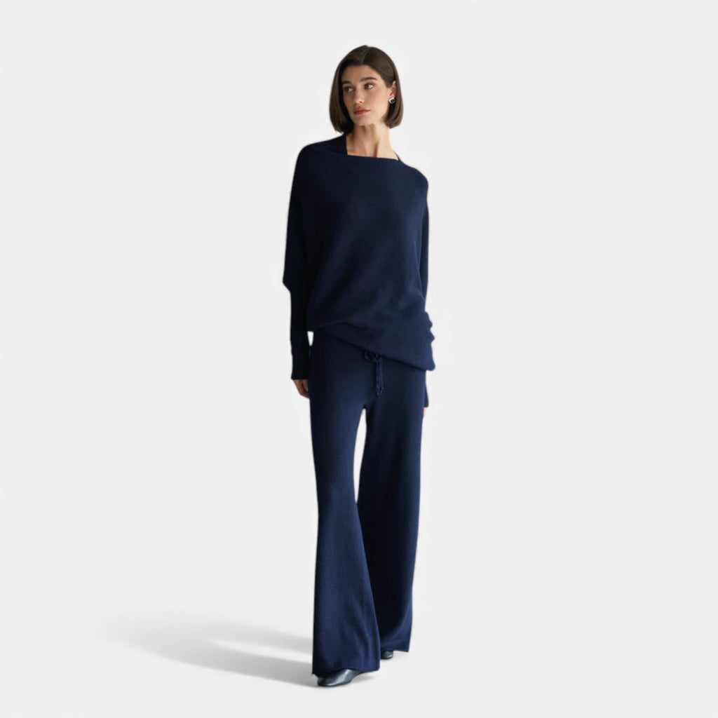 Lunéaya | Women’s Asymmetric Knit Jumper – Draped Heritage Softness