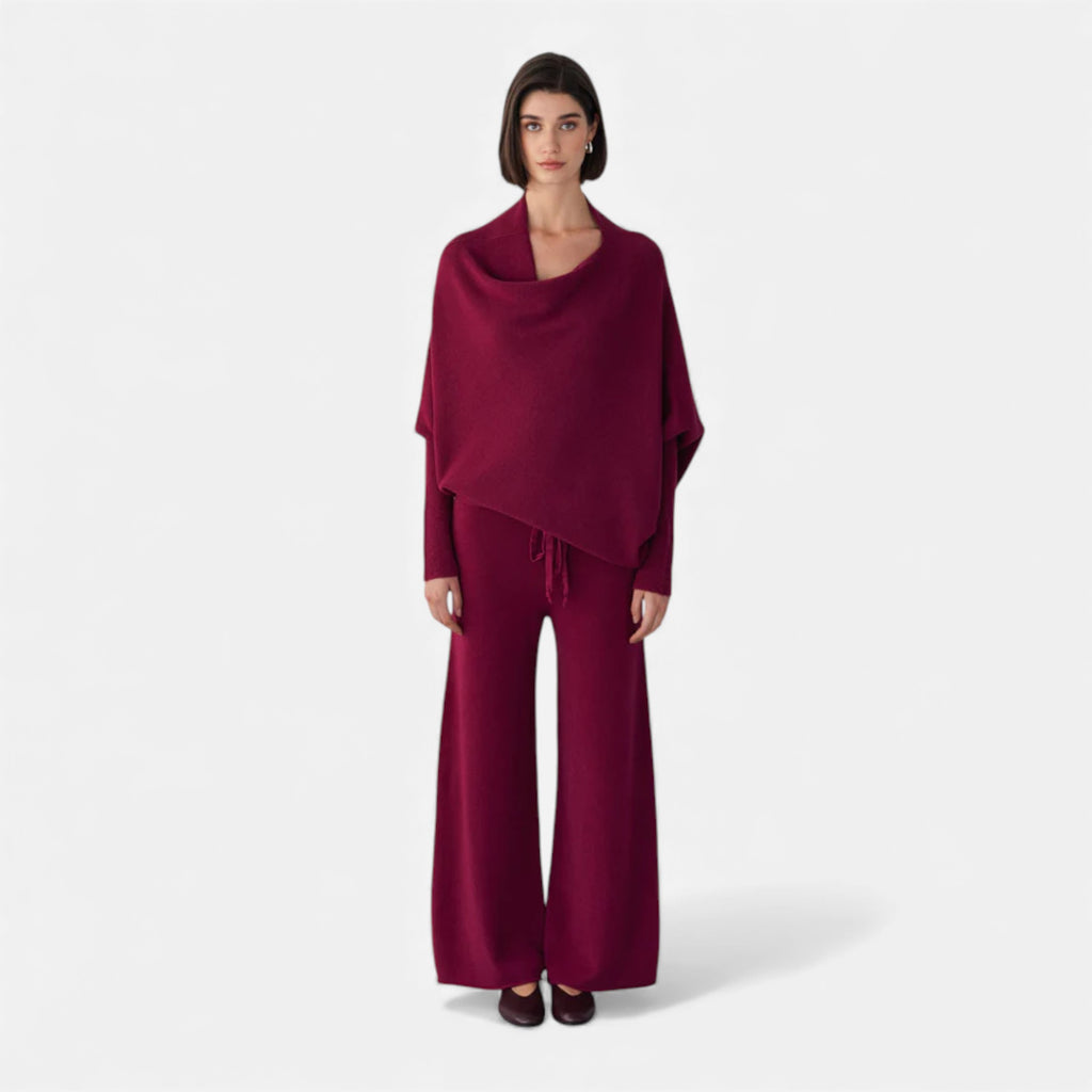 Lunéaya | Women’s Asymmetric Knit Jumper – Draped Heritage Softness