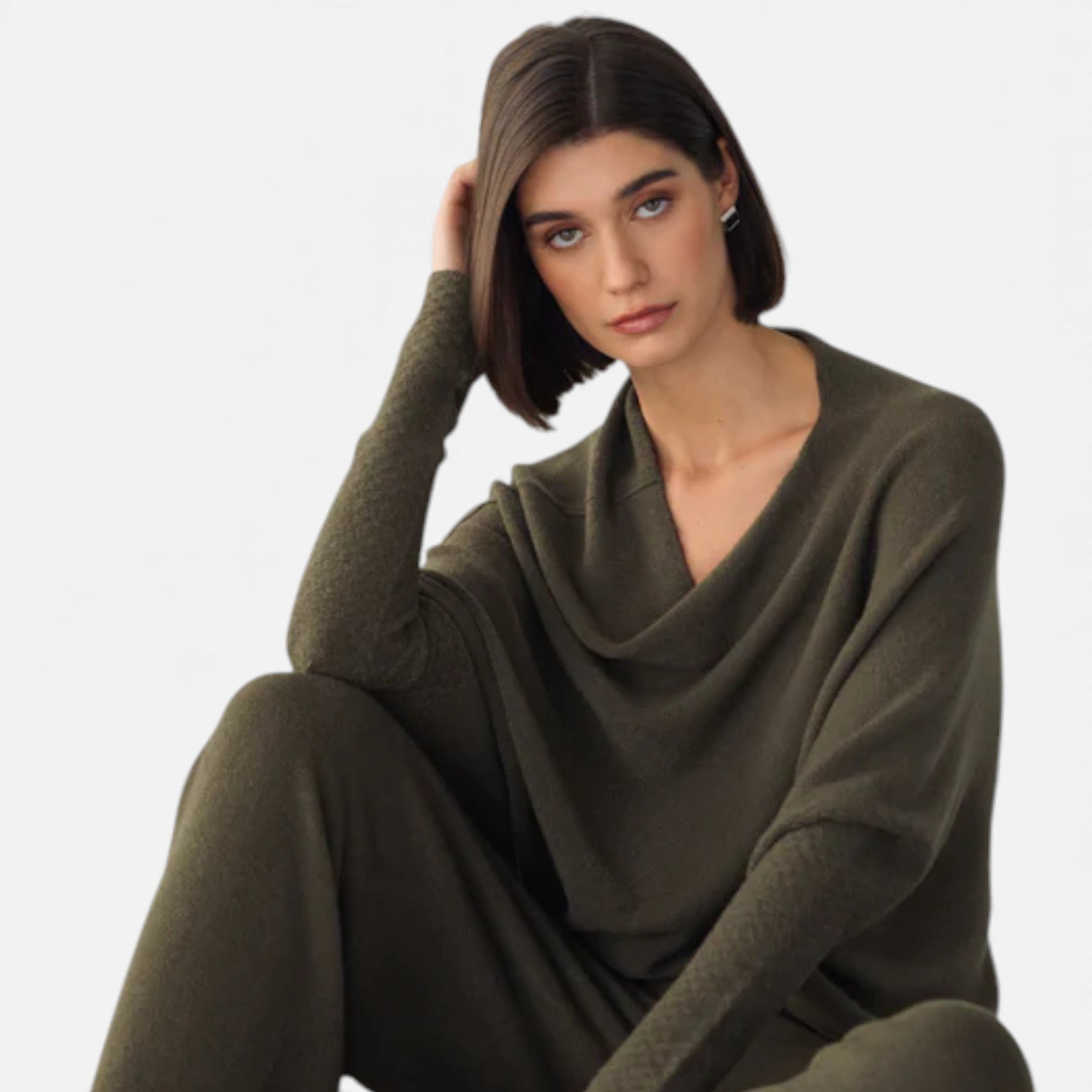 Lunéaya | Women’s Asymmetric Knit Jumper – Draped Heritage Softness
