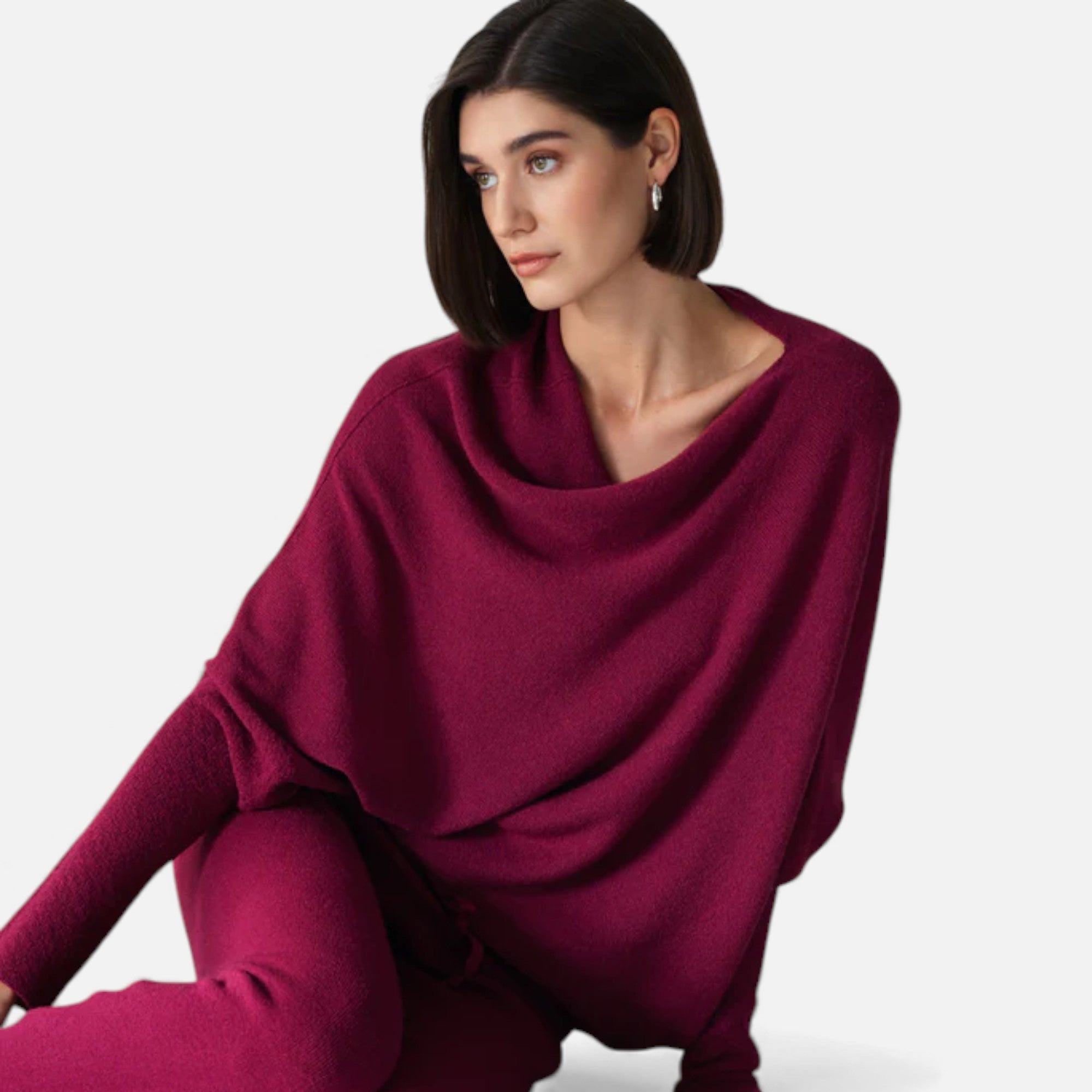 Lunéaya | Women’s Asymmetric Knit Jumper – Draped Heritage Softness