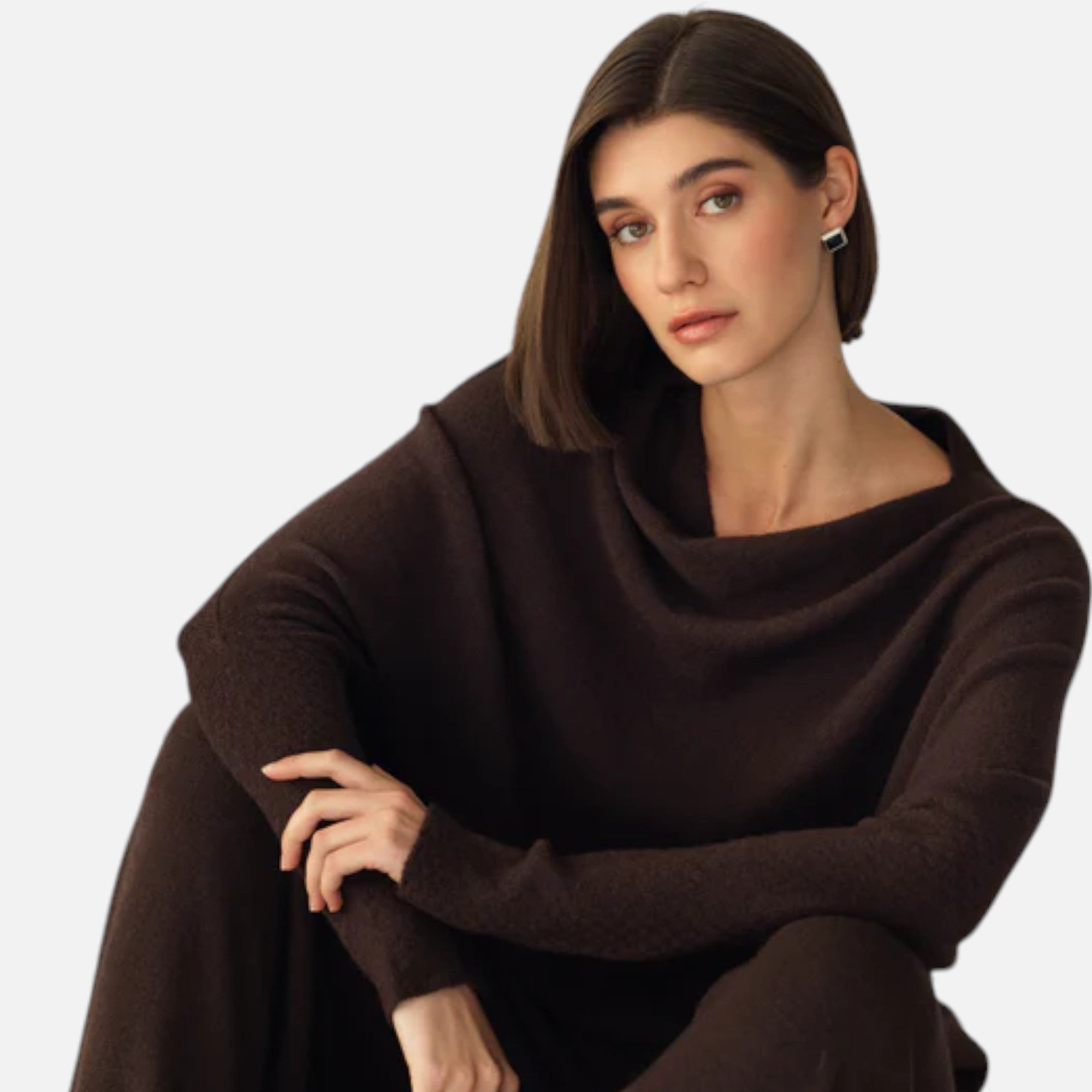 Lunéaya | Women’s Asymmetric Knit Jumper – Draped Heritage Softness