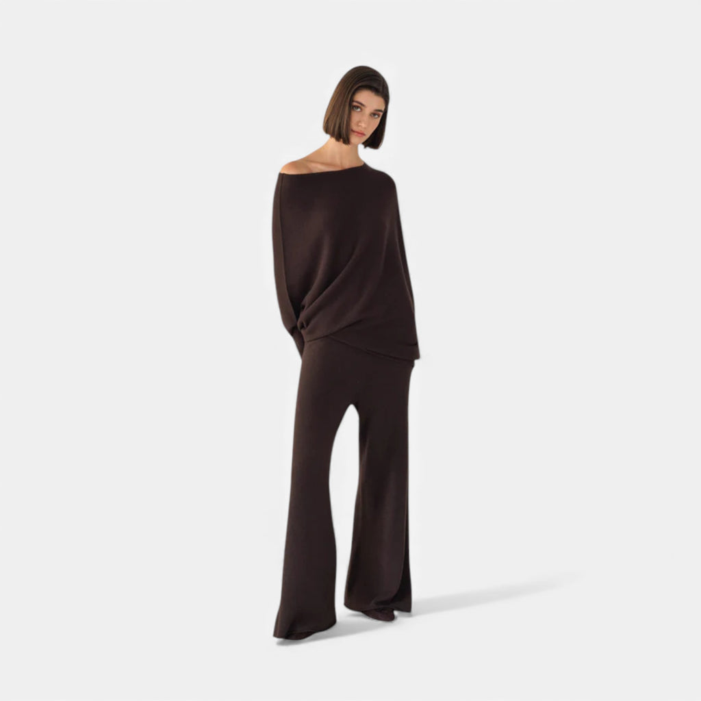 Lunéaya | Women’s Asymmetric Knit Jumper – Draped Heritage Softness