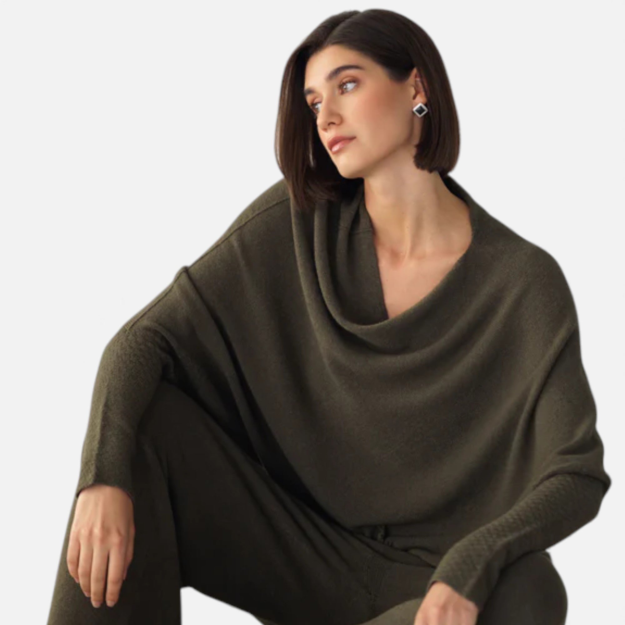 Lunéaya | Women’s Asymmetric Knit Jumper – Draped Heritage Softness