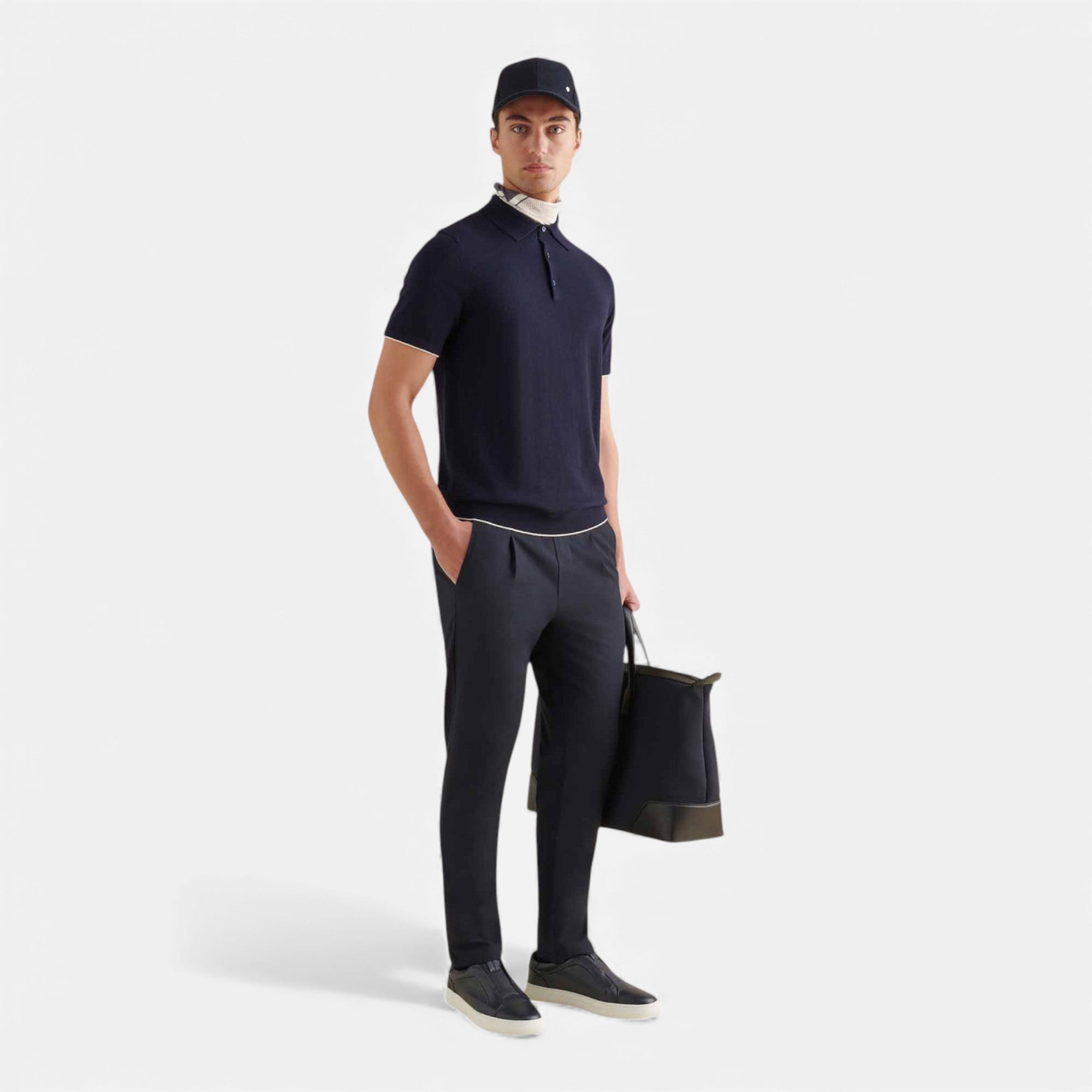 Lunéaya | Men’s Tailored Travel Trousers (Navy Bi-Stretch)
