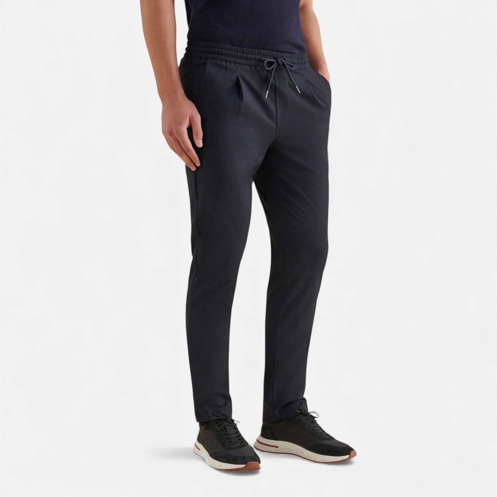 Lunéaya | Men’s Tailored Travel Trousers (Navy Bi-Stretch)
