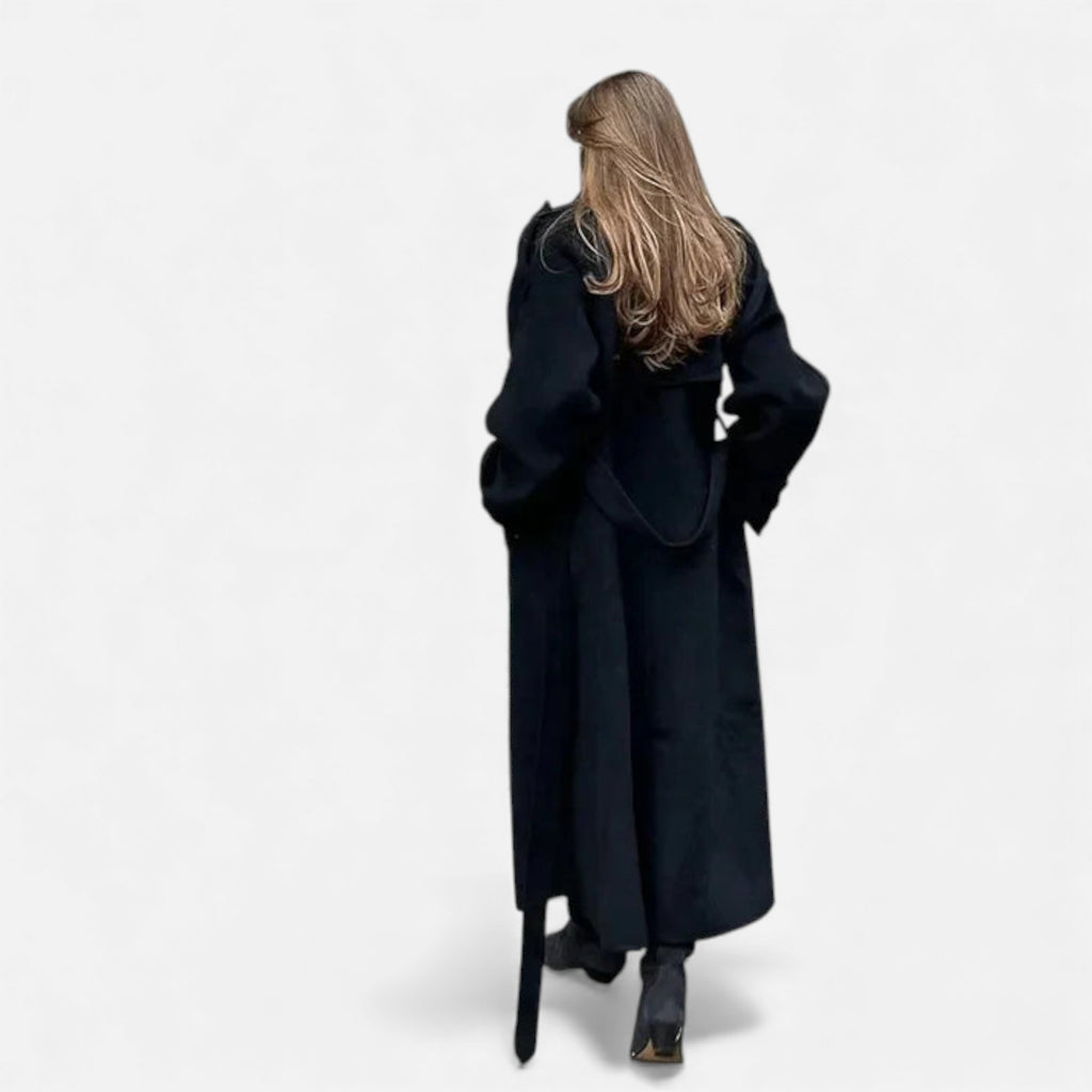 Lunéaya | Women’s Wool Longline Coat (Heritage Double‑Breasted)